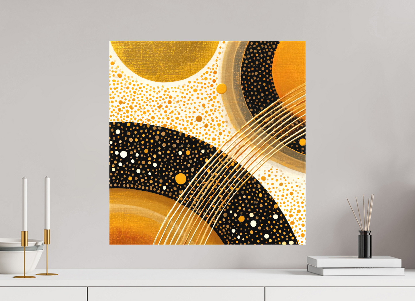 20 x 20.7″, Textile on Canvas Gold Embryo