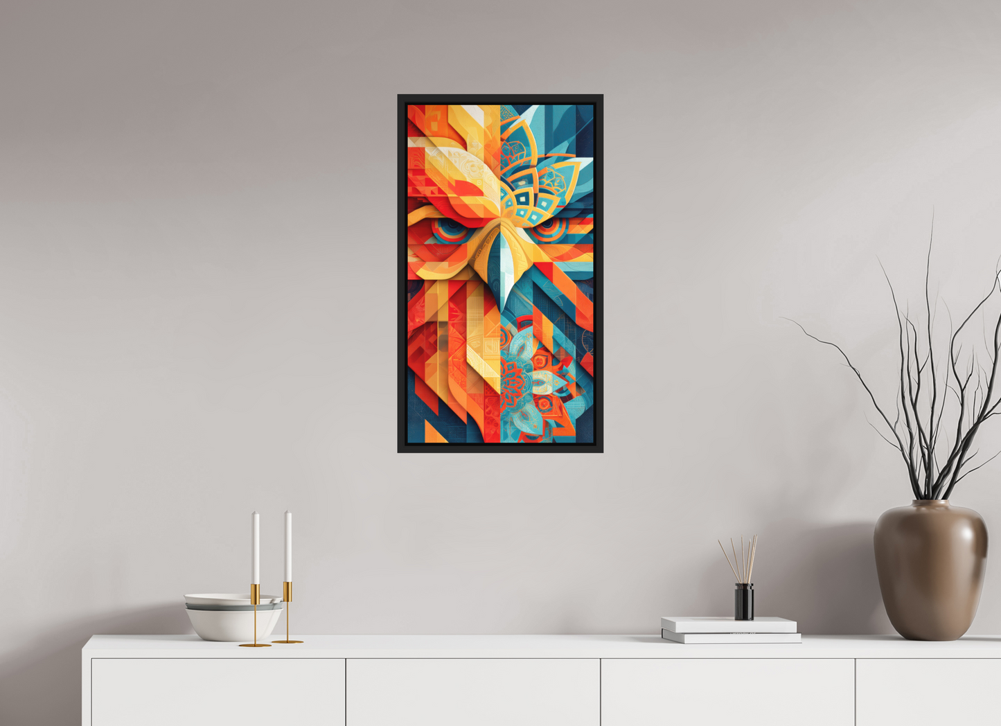 16 x 29.1″, Photo Print on Aluminum Backing with boarder Abstract Warm & Cold Eagle