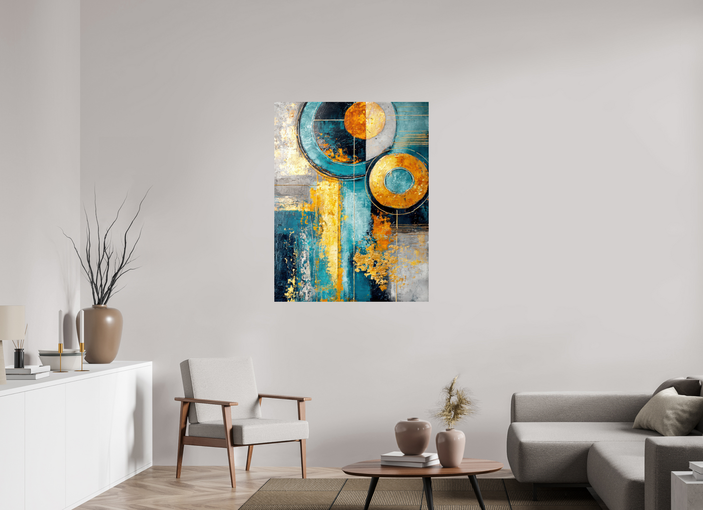 36 x 46.6″, Fine Art Print On Aluminum Dibond Abstract Gold Paint 3