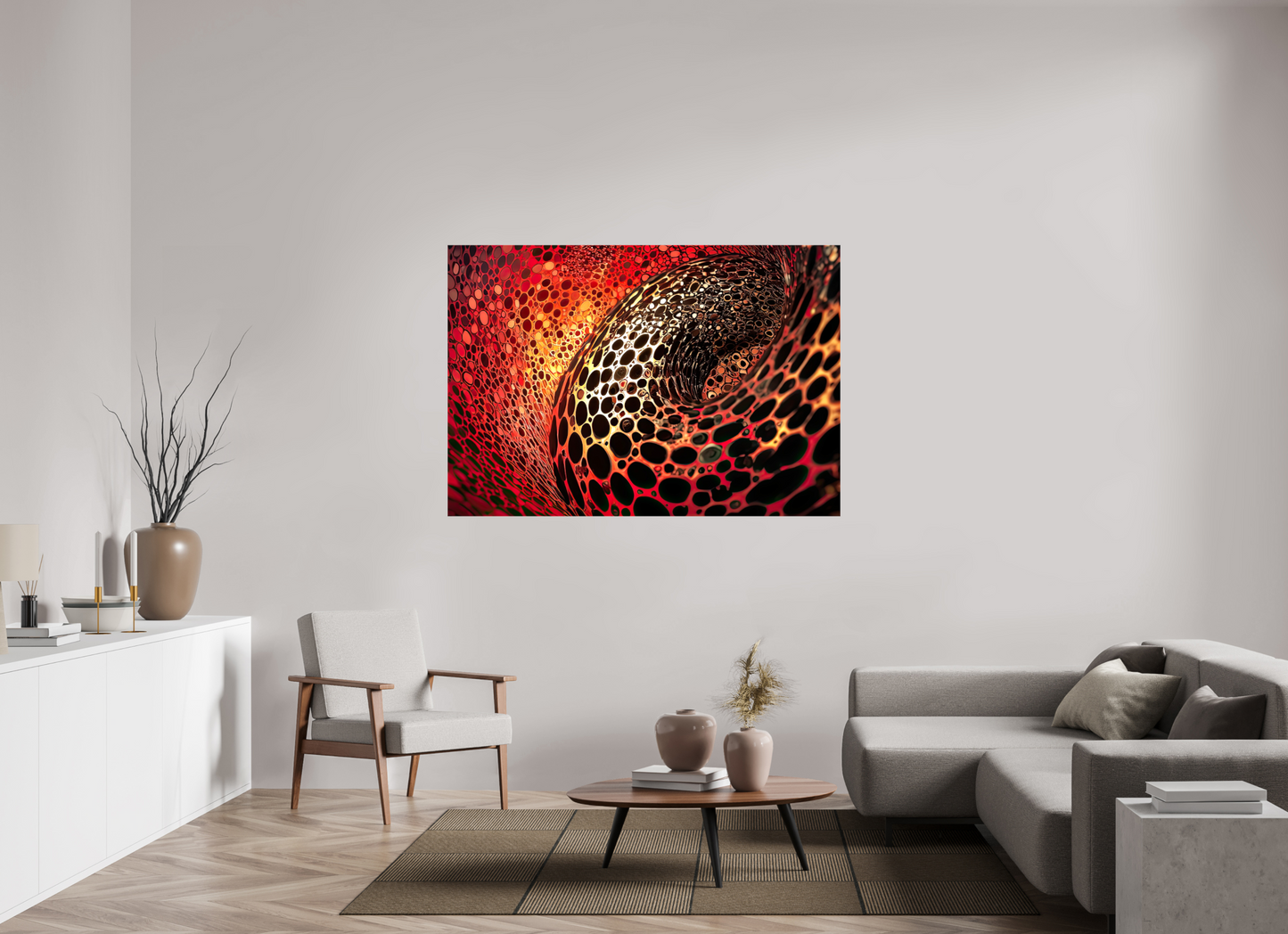 62.4 x 43″, Glossy Canvas Red Leopard