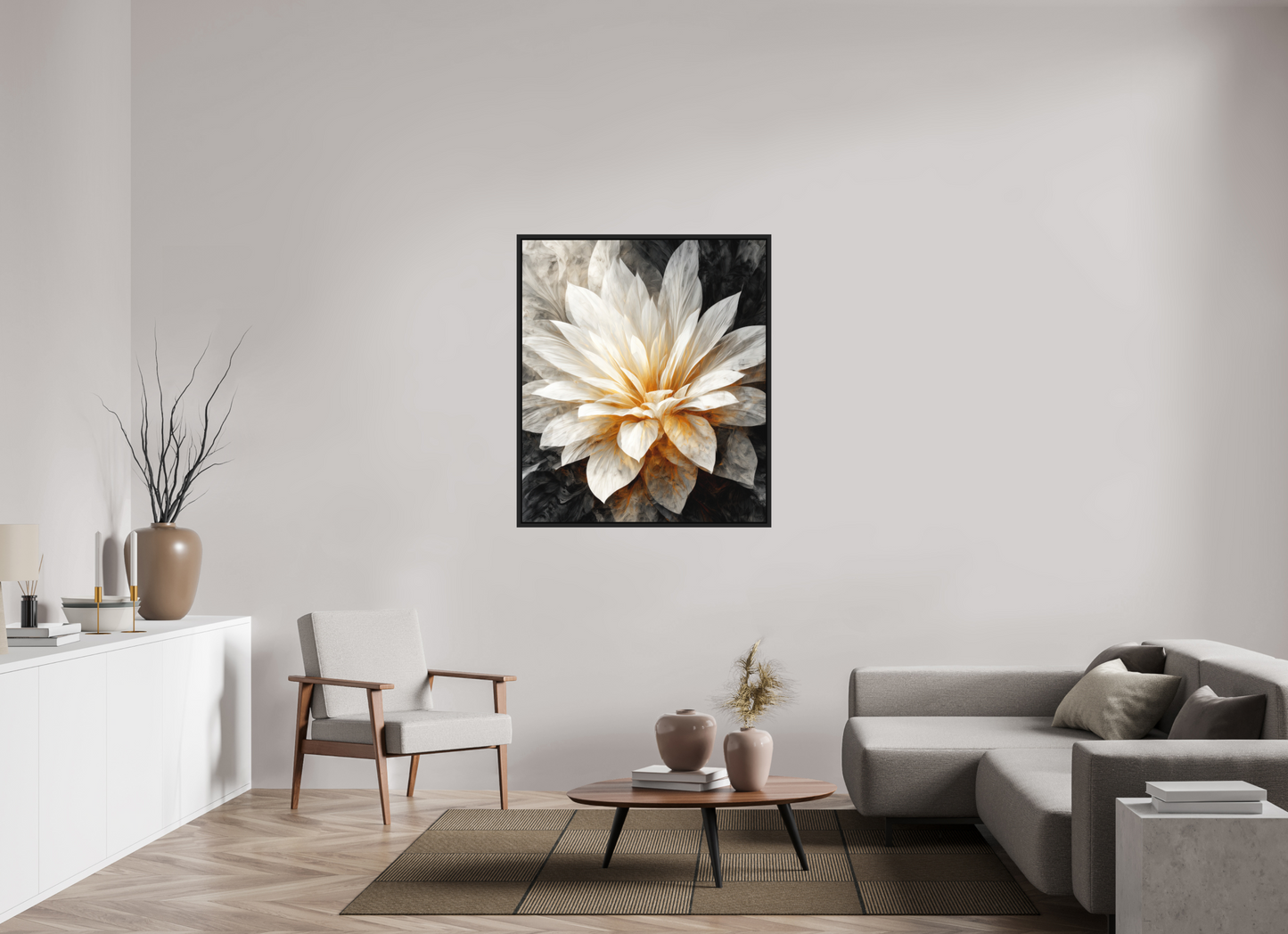 39 x 45.2″, Photo Print on Aluminum Backing with boarder White & Gold Flower 2