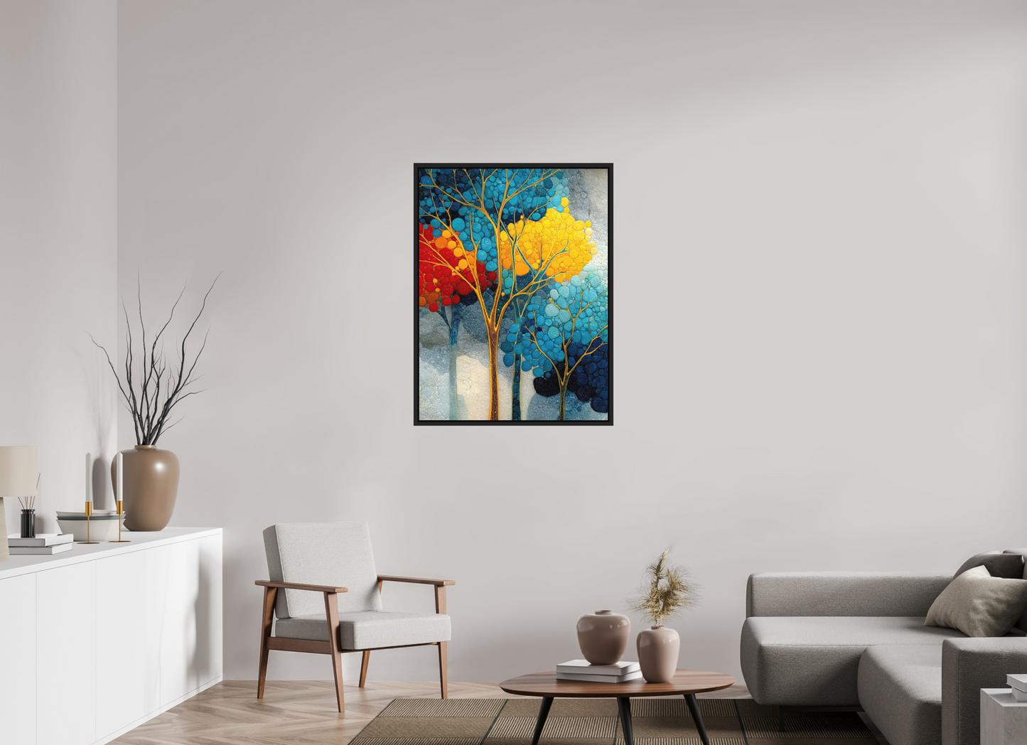 30 x 40″, Photo Print on Aluminum Backing with boarder City Trees