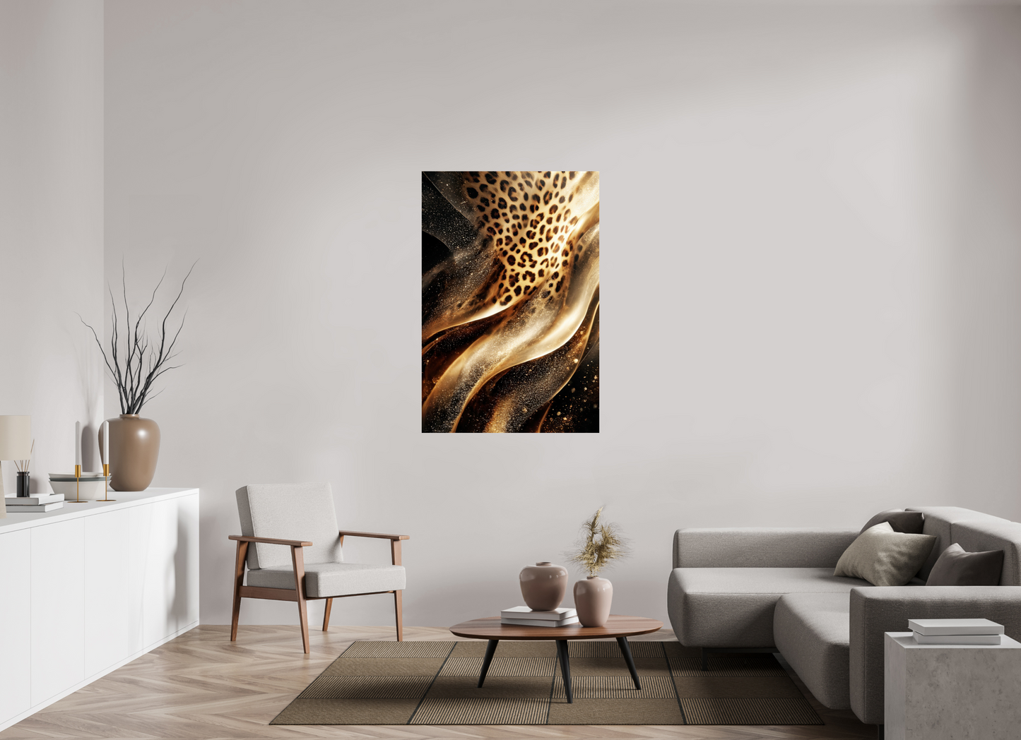 36 x 53″, Fine Art Print On Aluminum Dibond Leopard Swirl