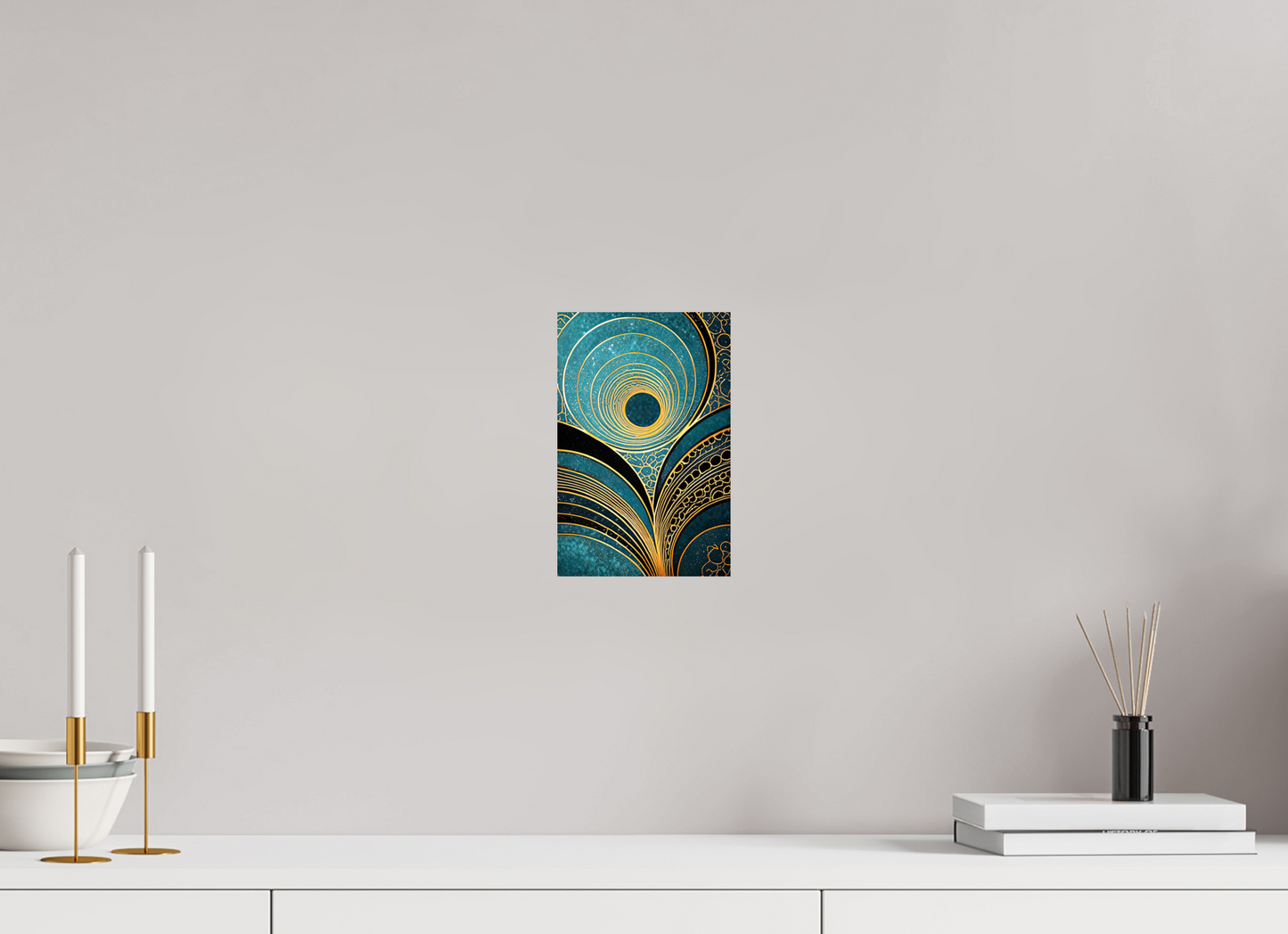 6 x 9.1″, Fine Art Print On Aluminum Dibond Art Deco Teal 1