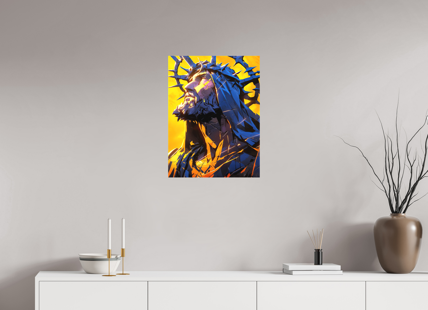 18 x 24″, Textile on Canvas Jesus