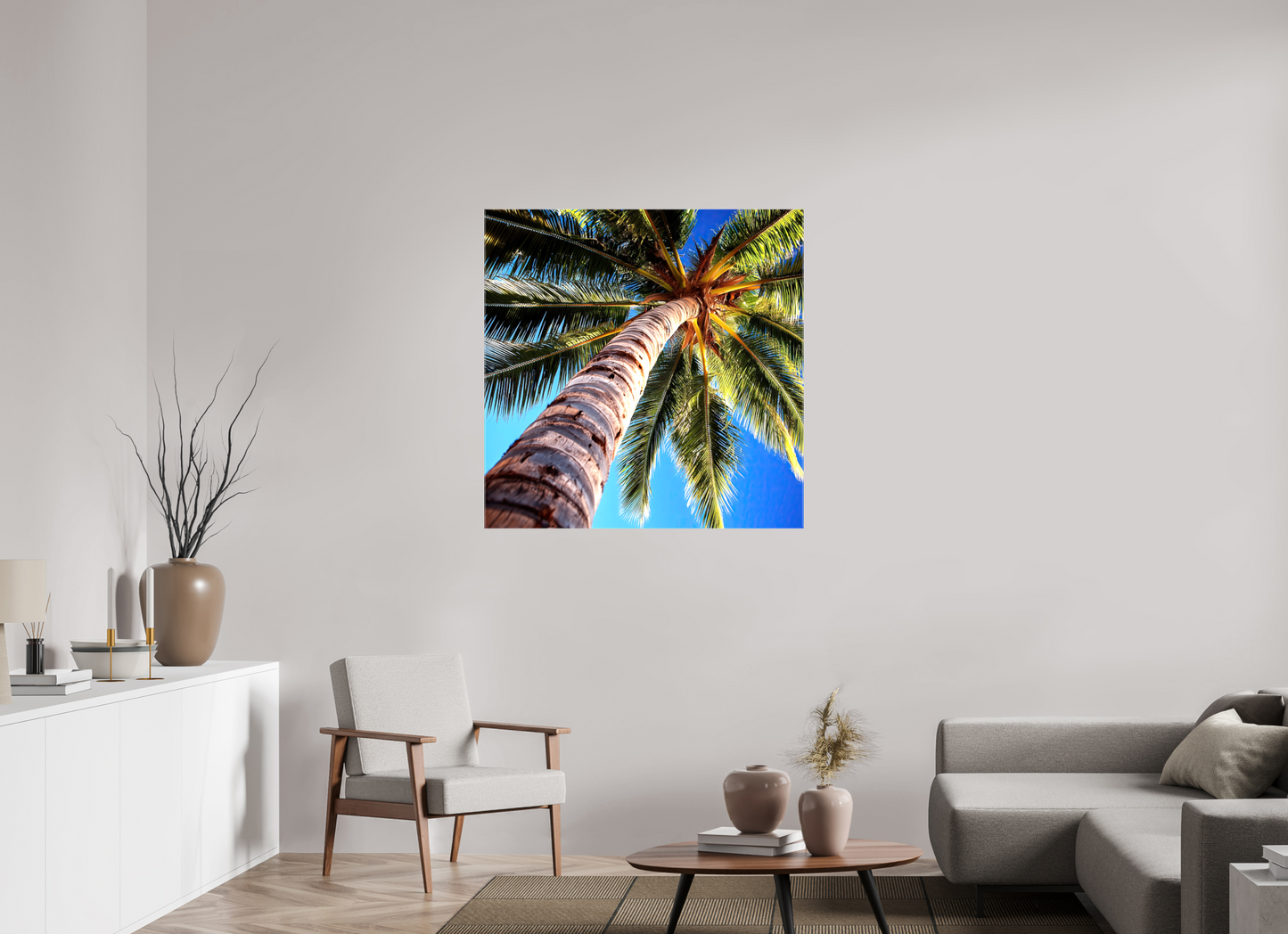 40 x 40″, Glossy Canvas Palm Tree