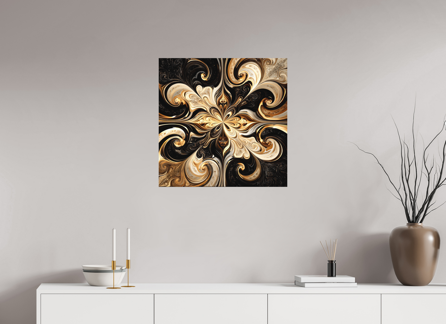 25 x 25″, Photo Print on Aluminum Backing Coffee & Cream