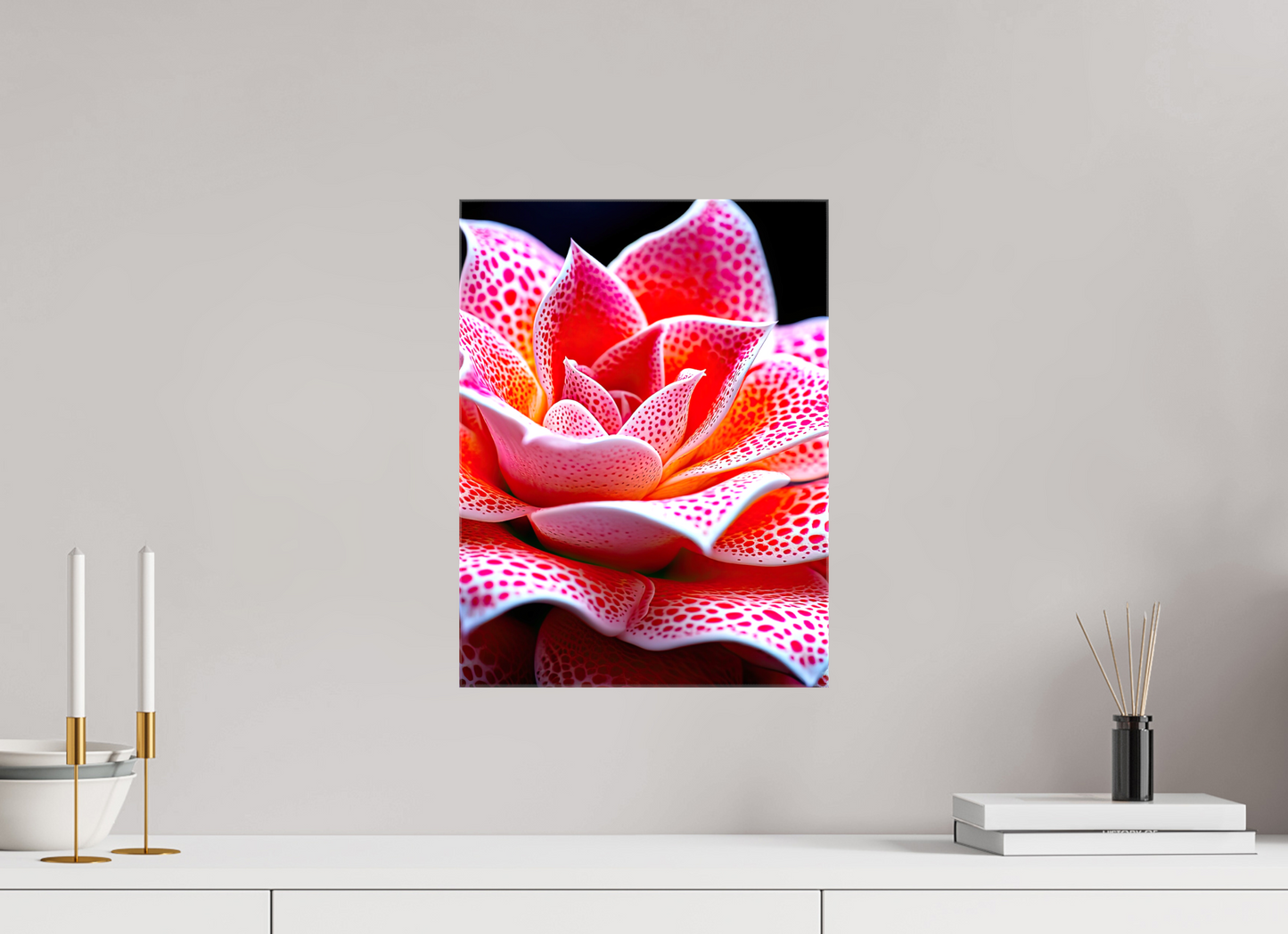 12 x 16″, Glossy Canvas Red Dot Flower