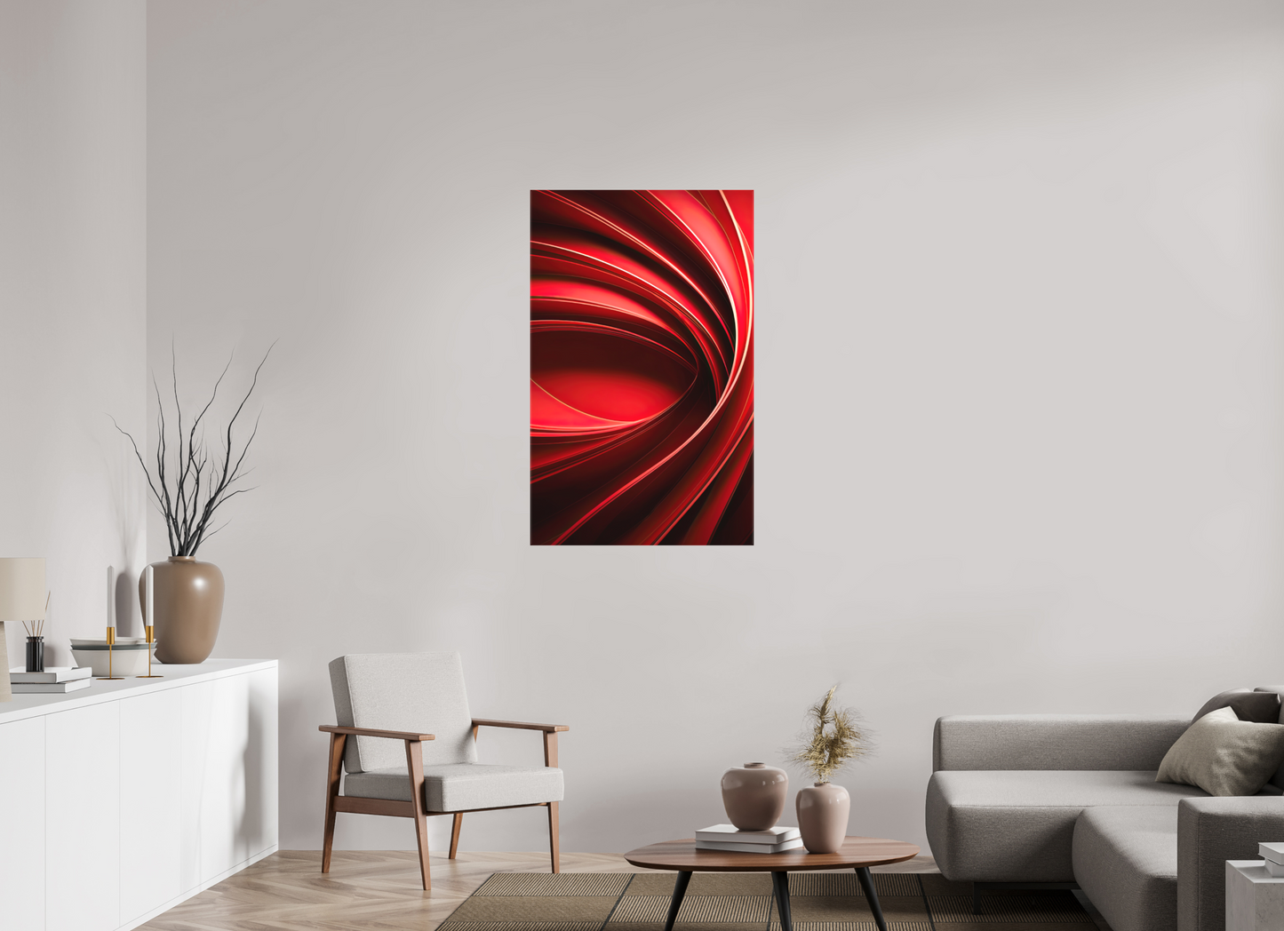 28 x 44.7″, Textile on Canvas Red Eye
