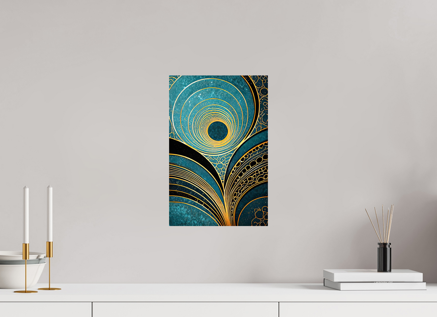 10 x 15.2″, Fine Art Print On Aluminum Dibond Art Deco Teal 1