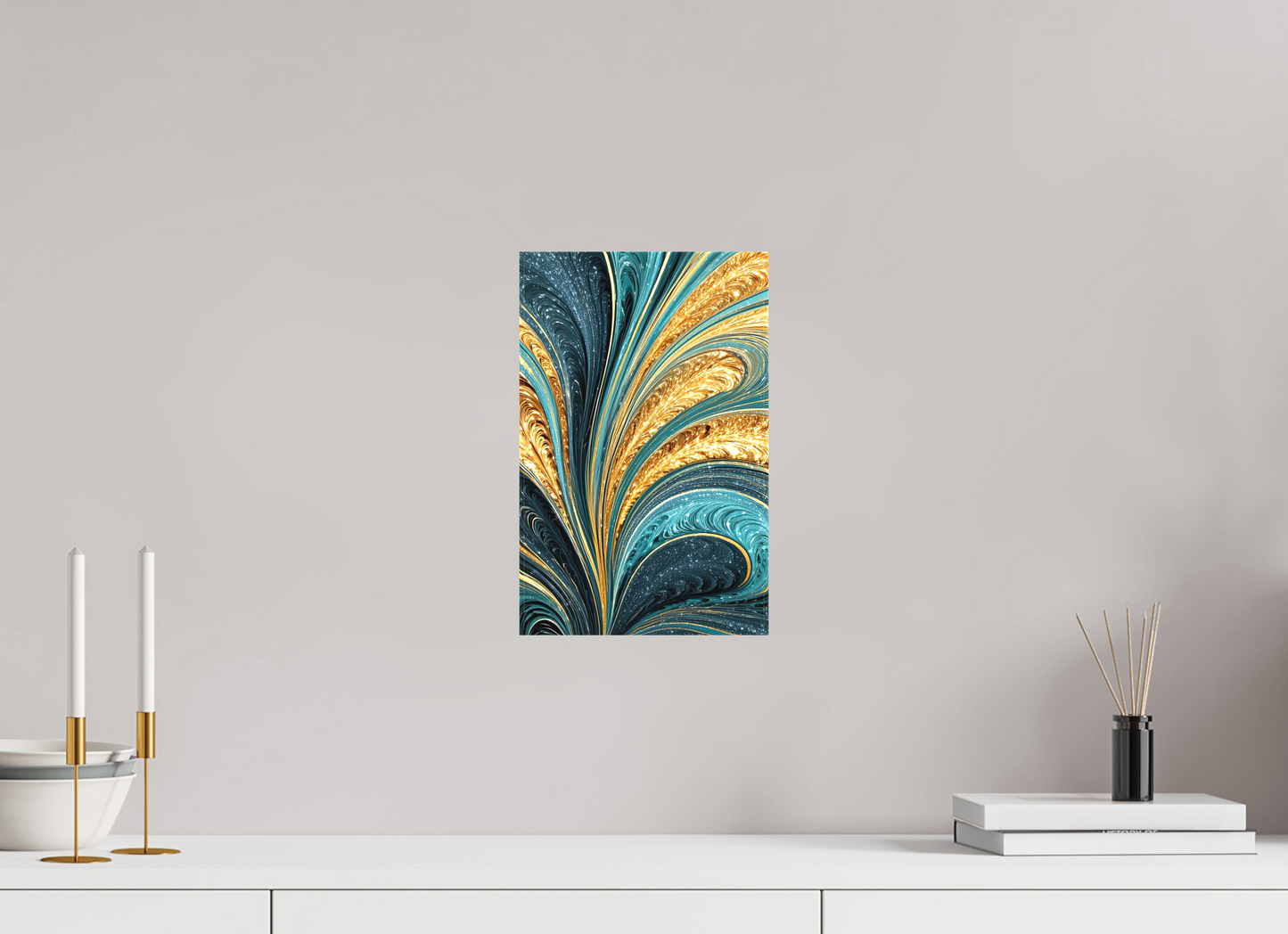 8 x 12.5″, Textile on Canvas Art Deco Swirl