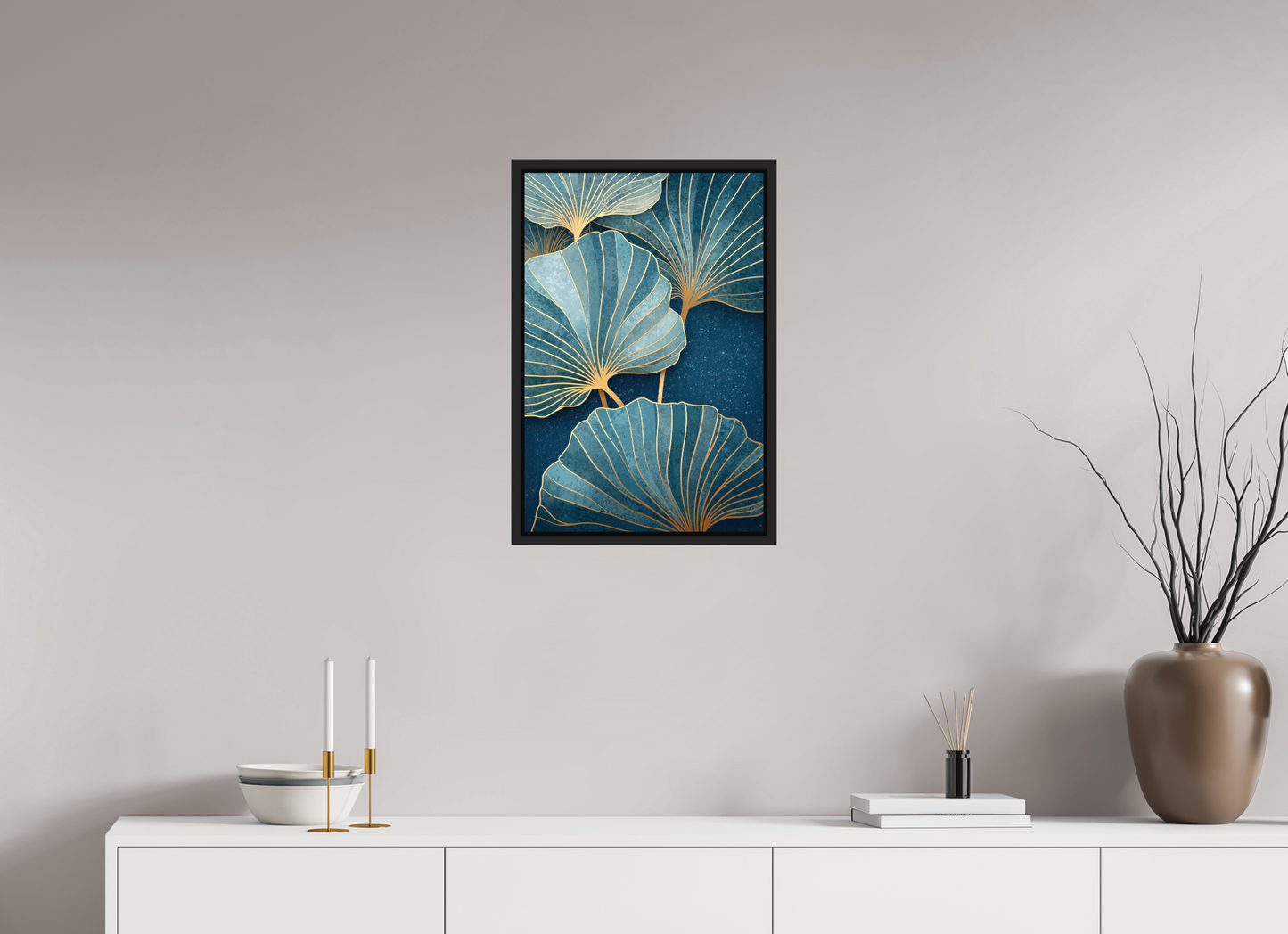 16 x 24″, Fine Art Print on Aluminum Dibond with Boarder Art Deco Flowers 2