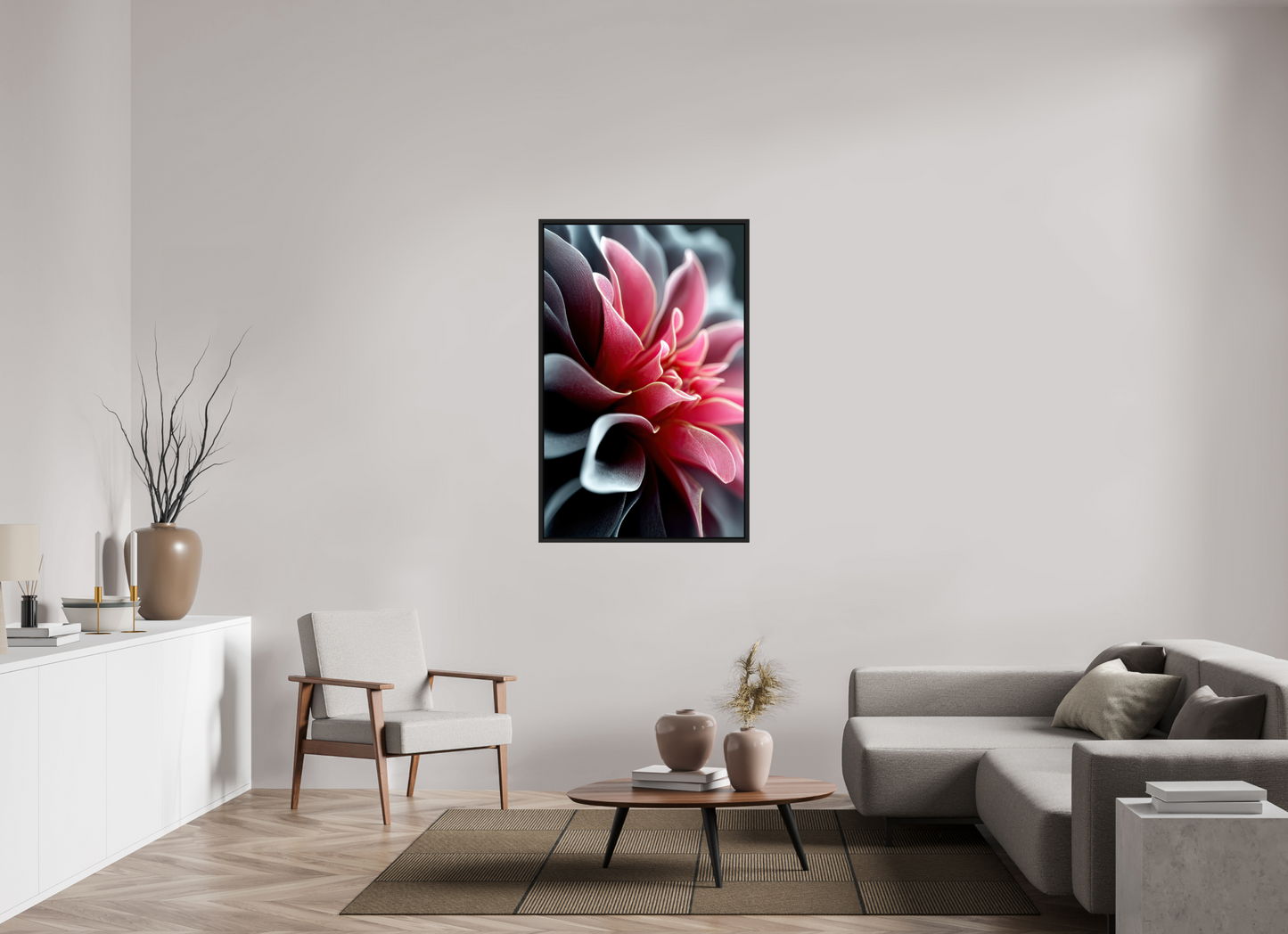 32 x 50″, Fine Art Print on Aluminum Dibond with Boarder Pink Flower