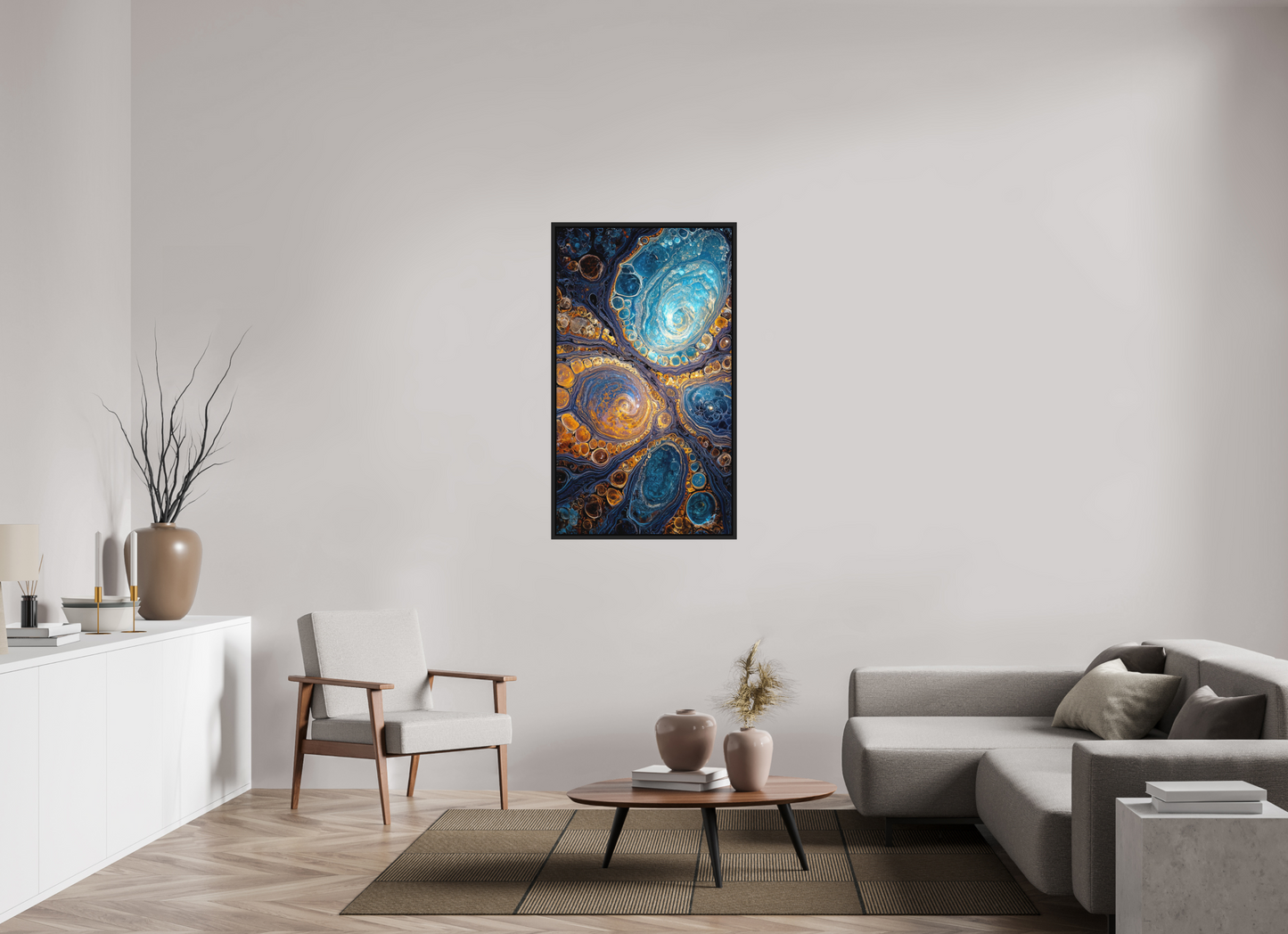 28 x 49″, Photo Print on Aluminum Backing with boarder Abstract Geode