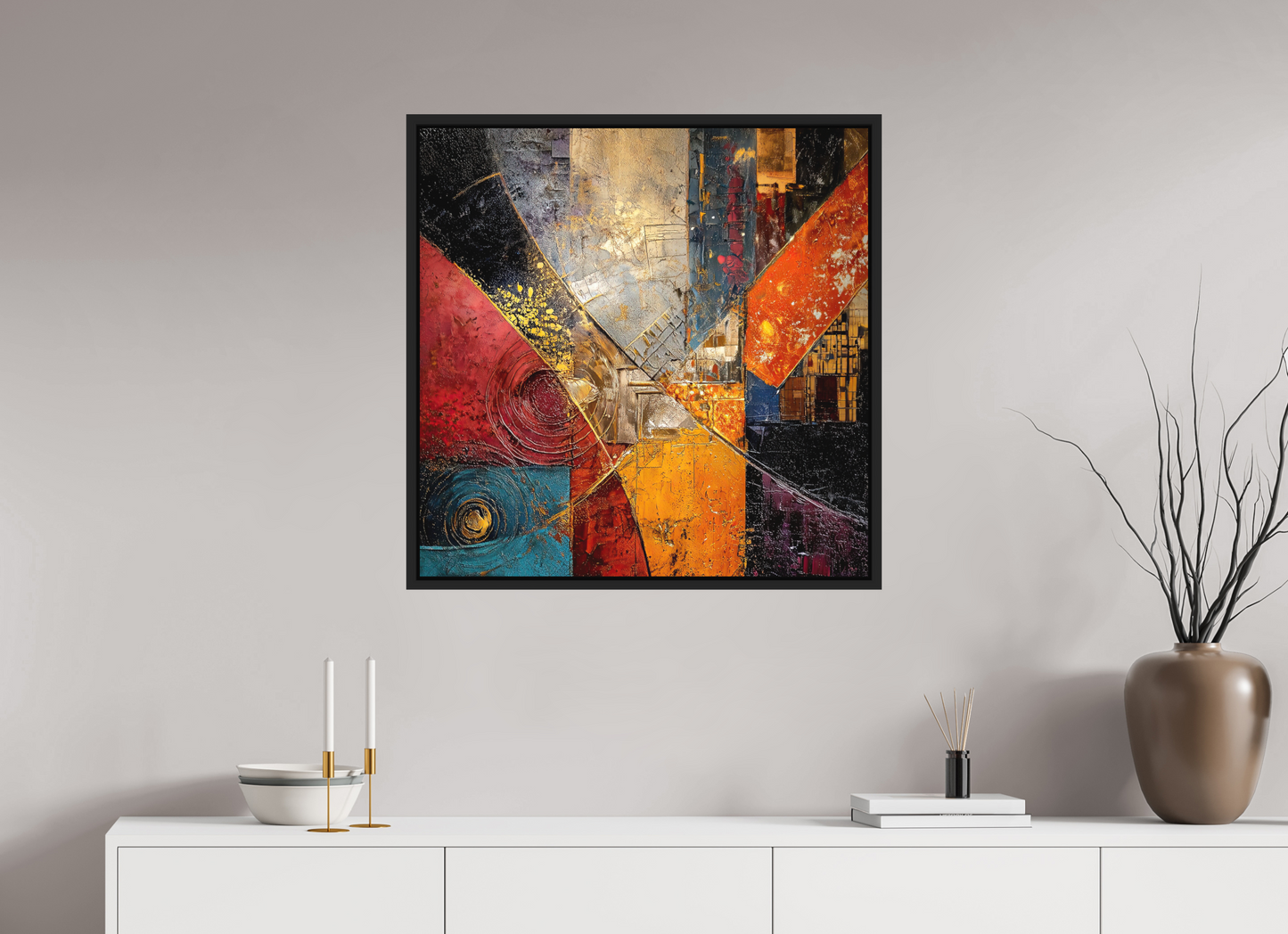 30 x 30″, Photo Print on Aluminum Backing with boarder Abstract Cracked Paint