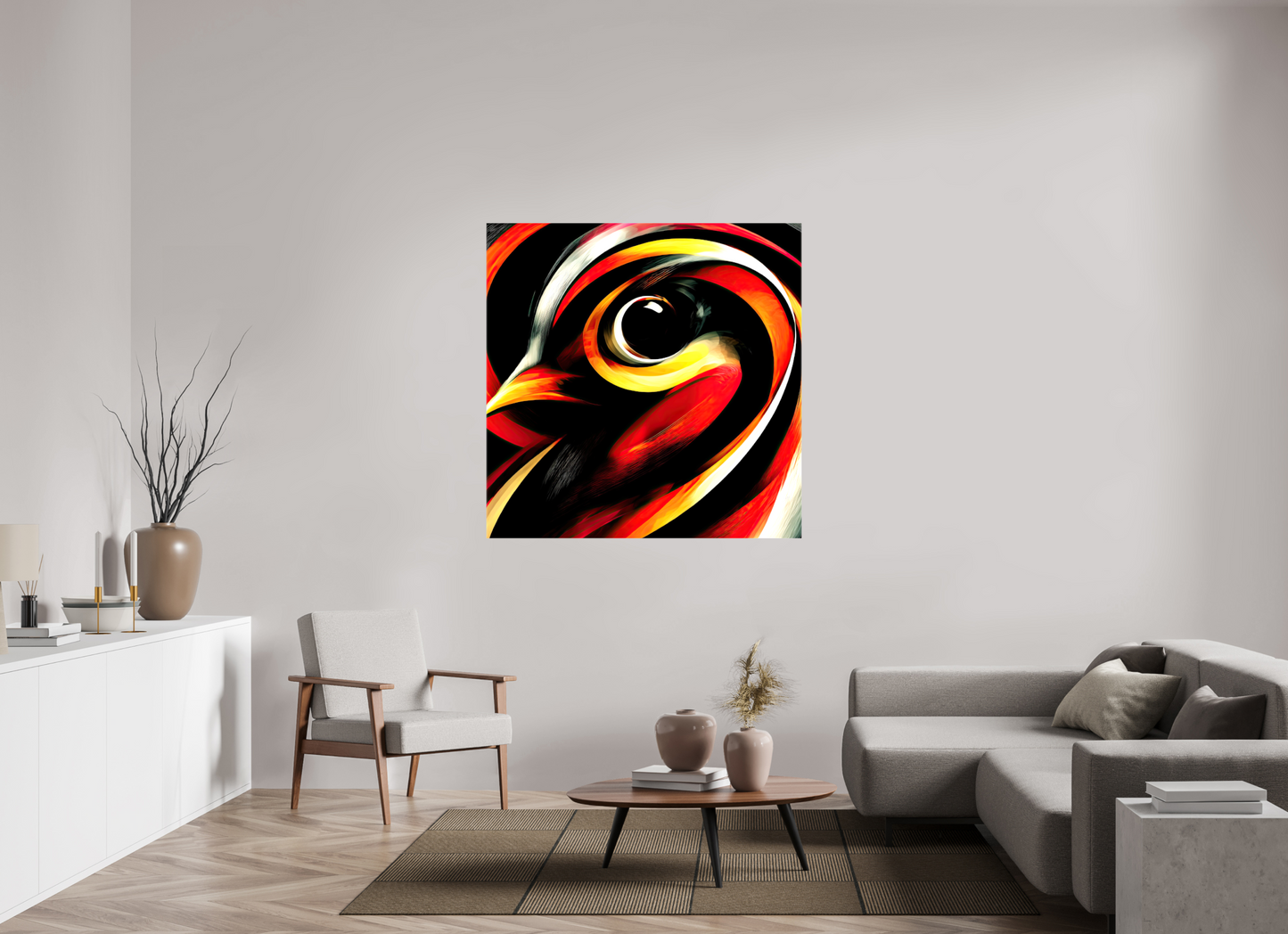 50 x 50″, Glossy Canvas Abstract Bird