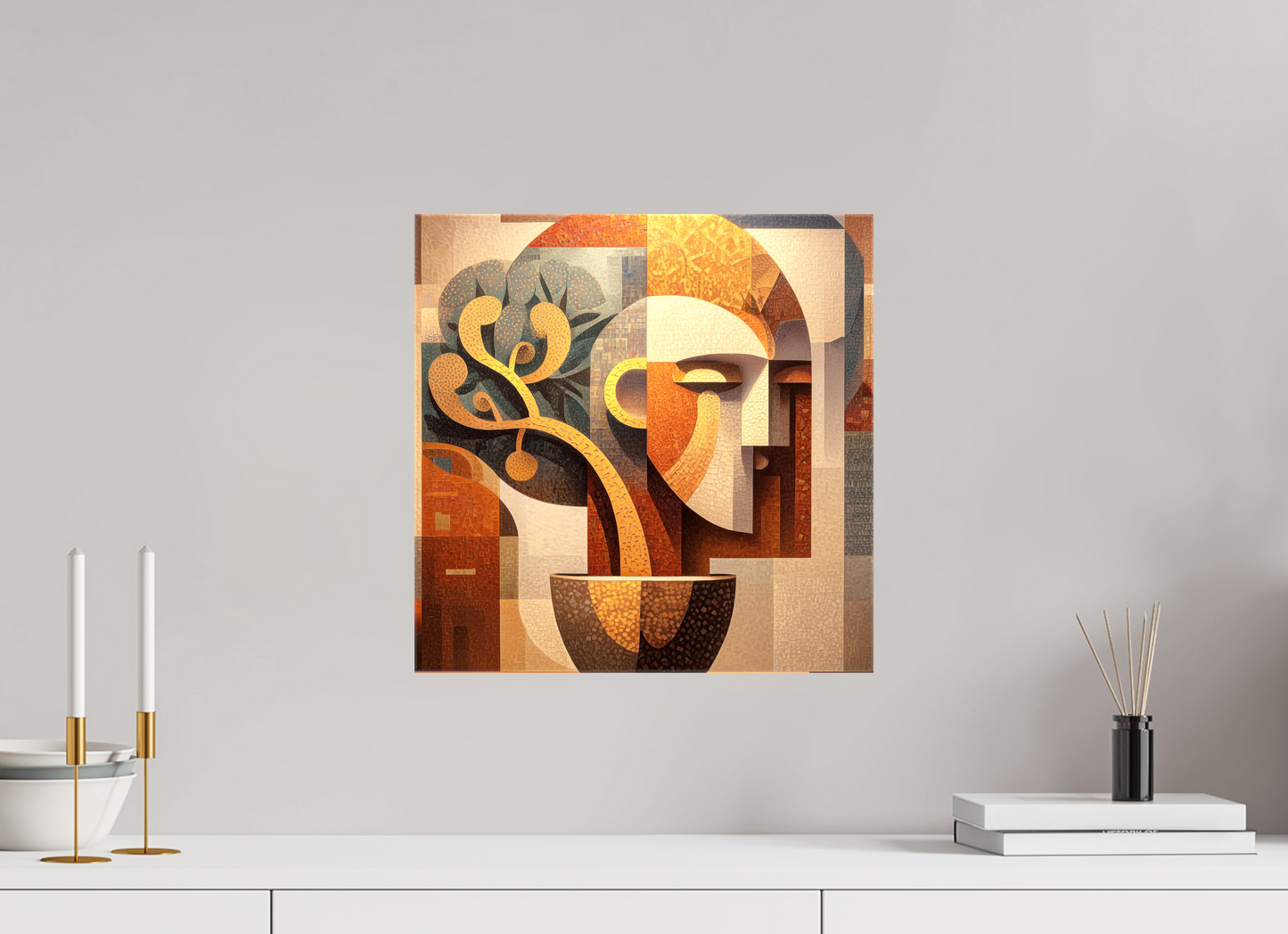 15 x 15″, Glossy Canvas Abstract Pot Head