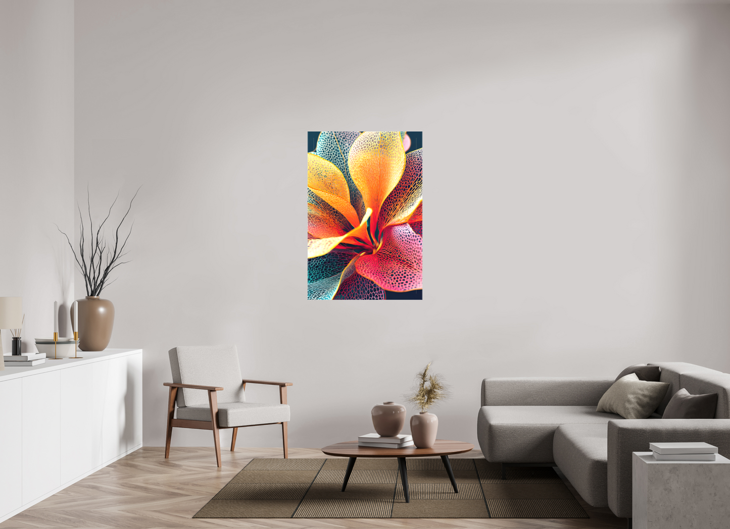 32 x 47.1″, Textile on Canvas Colorful Flower
