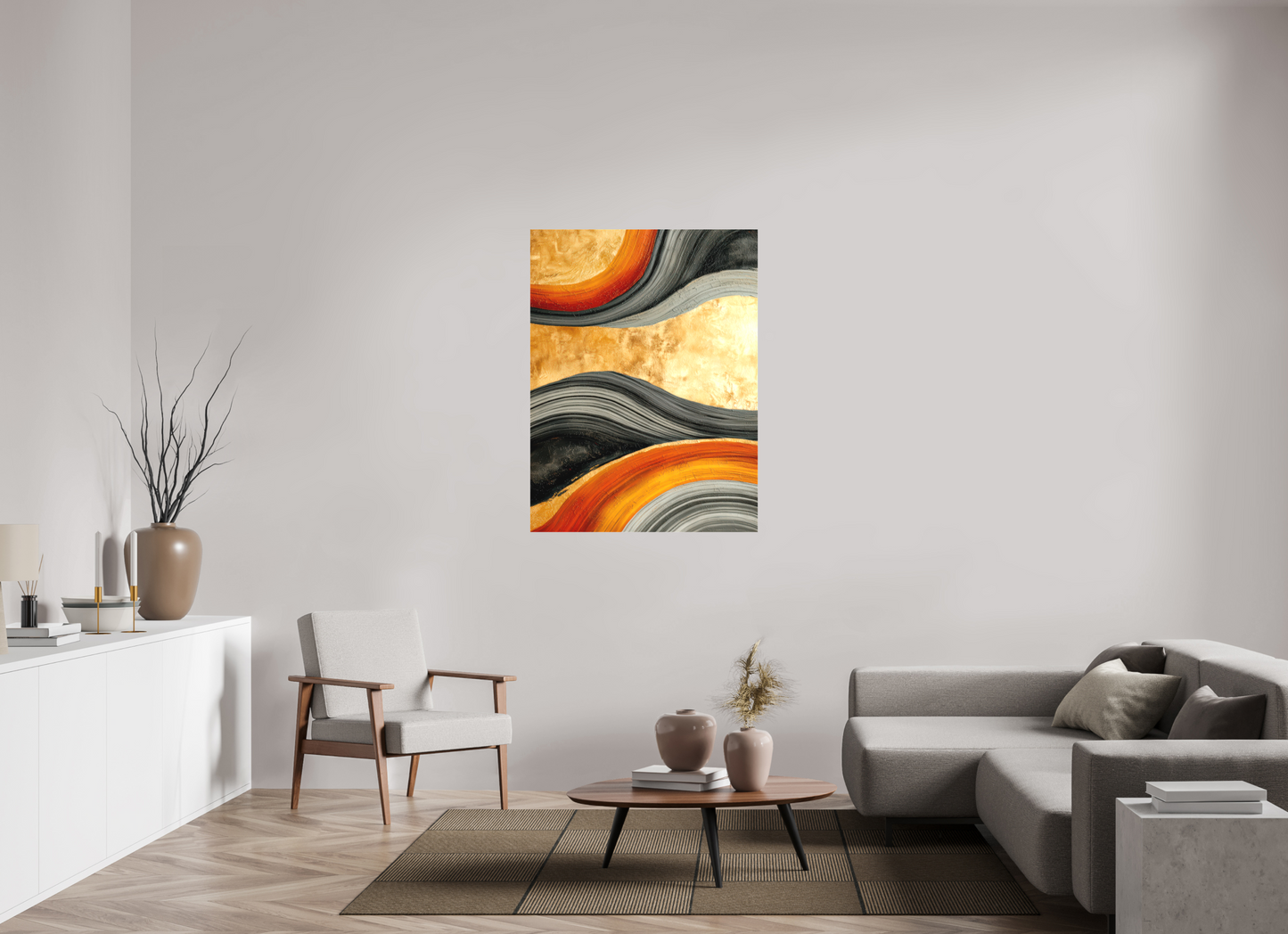 36 x 48″, Textile on Canvas Abstract Gold Geode 3
