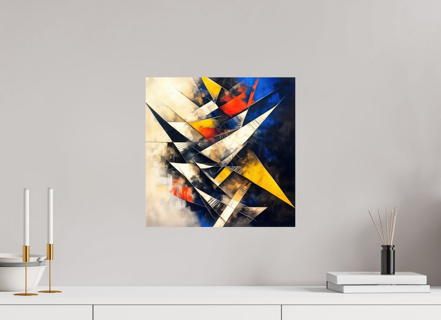 15 x 15″, Fine Art Print On Aluminum Dibond Abstract Triangles