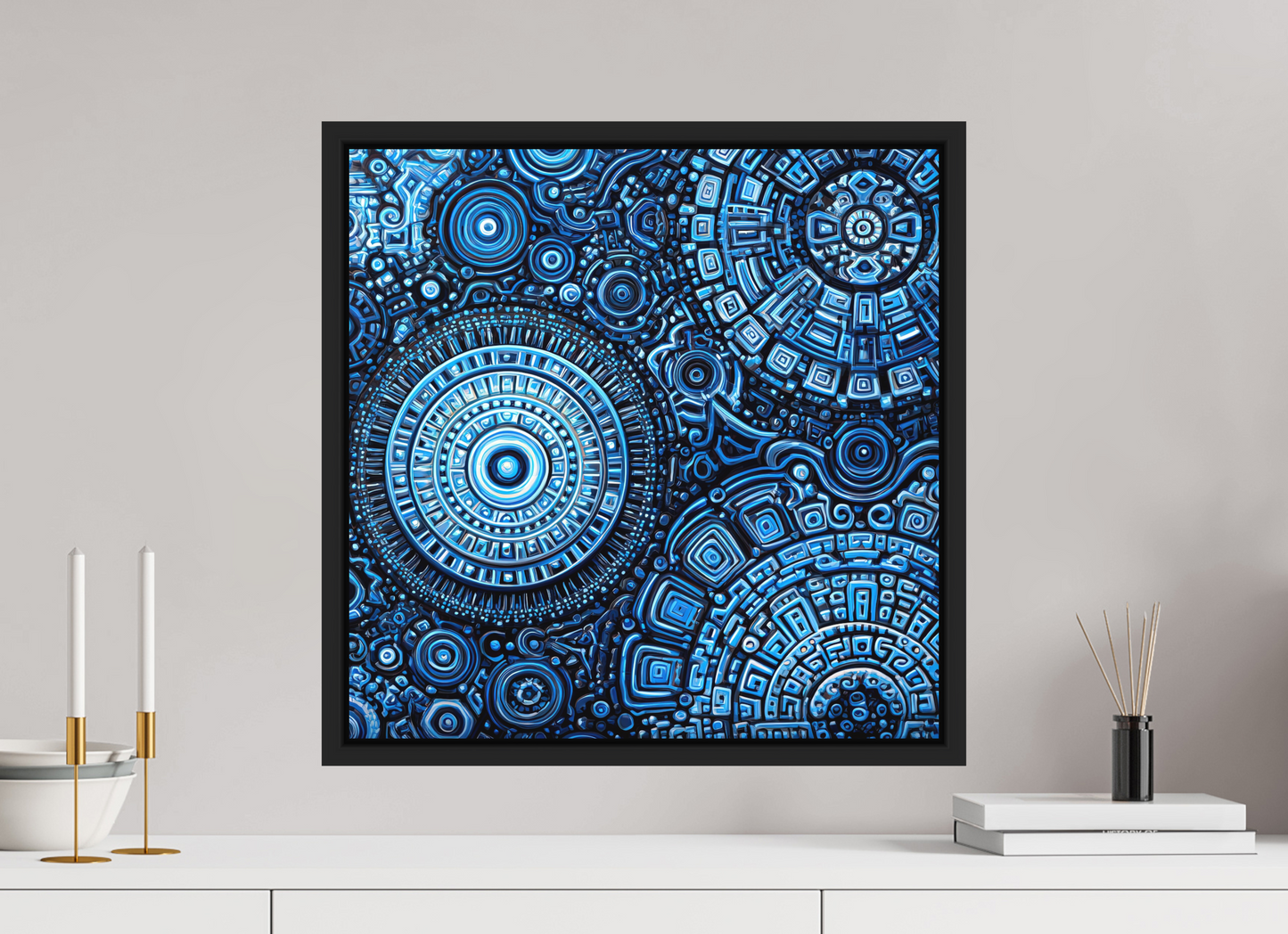 20 x 20″, Photo Print on Aluminum Backing with boarder Ancient Blue