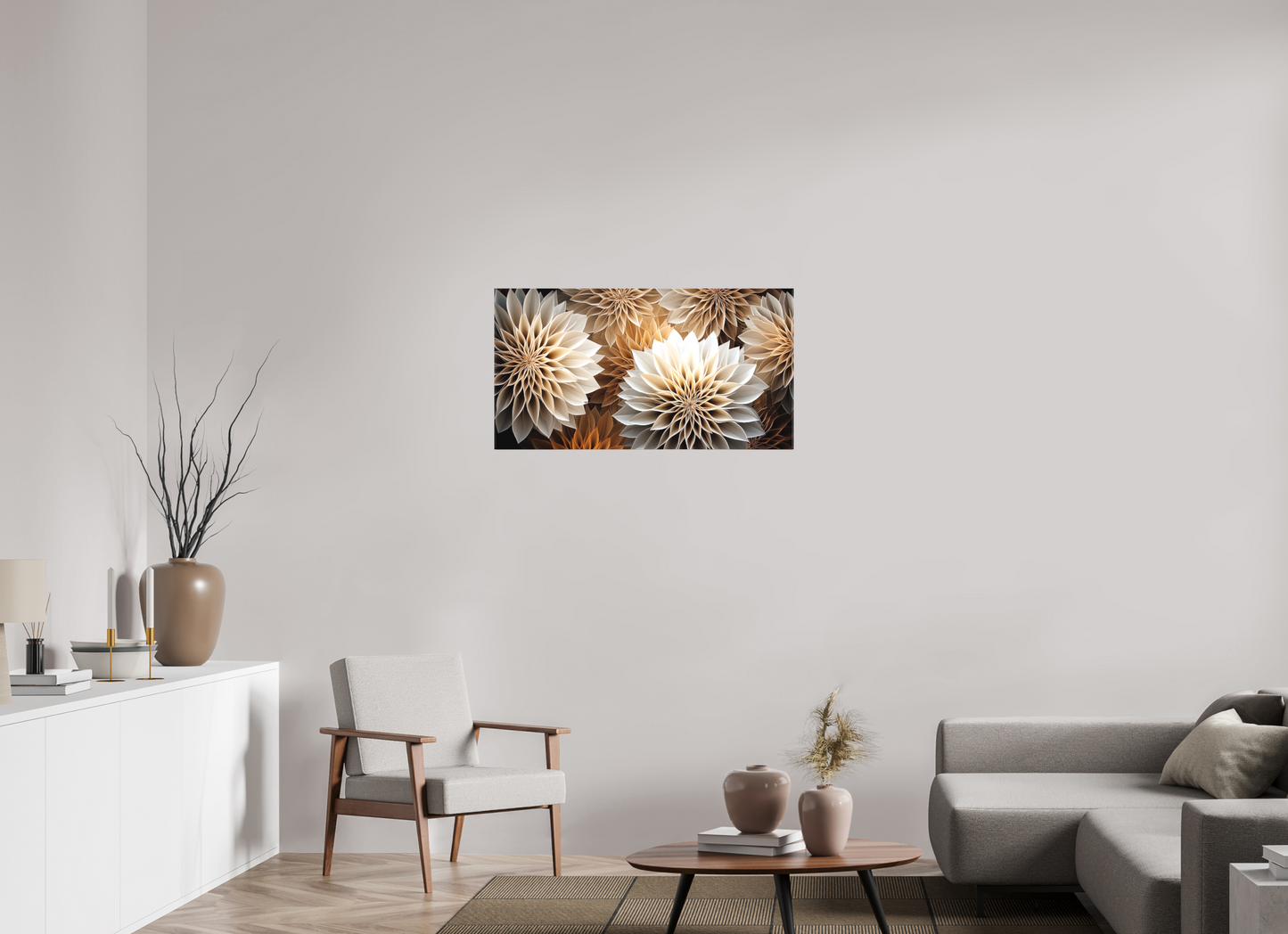 37.5 x 20″, Textile on Canvas Pollen Flowers