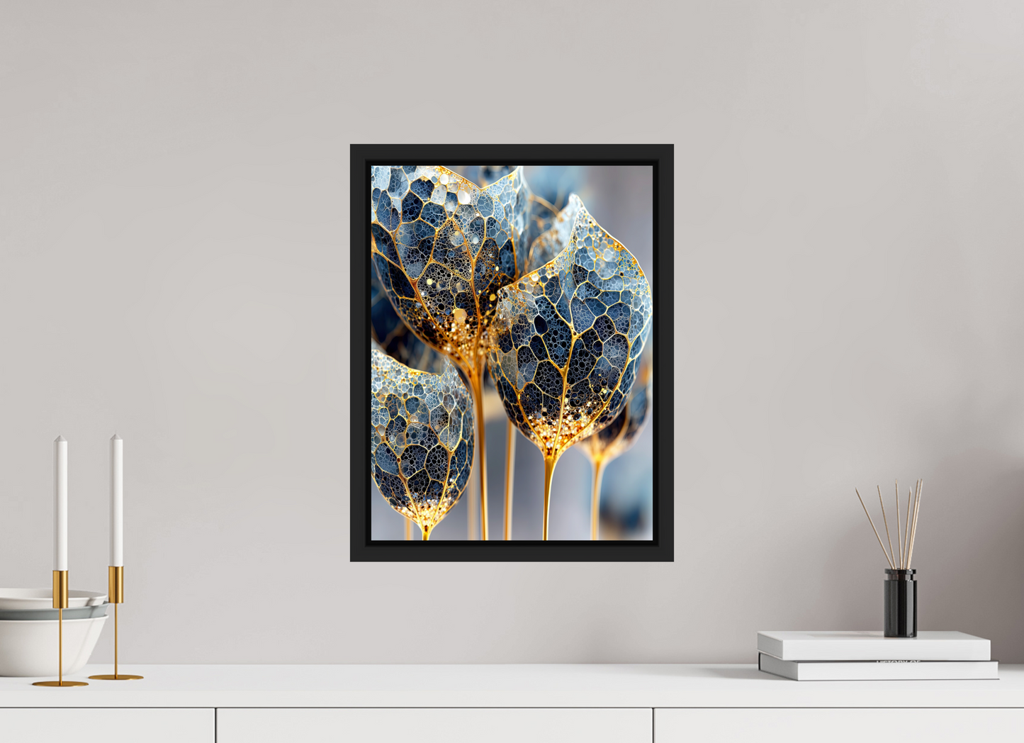 12 x 16″, Fine Art Print on Aluminum Dibond with Boarder Luxury Glass Flowers