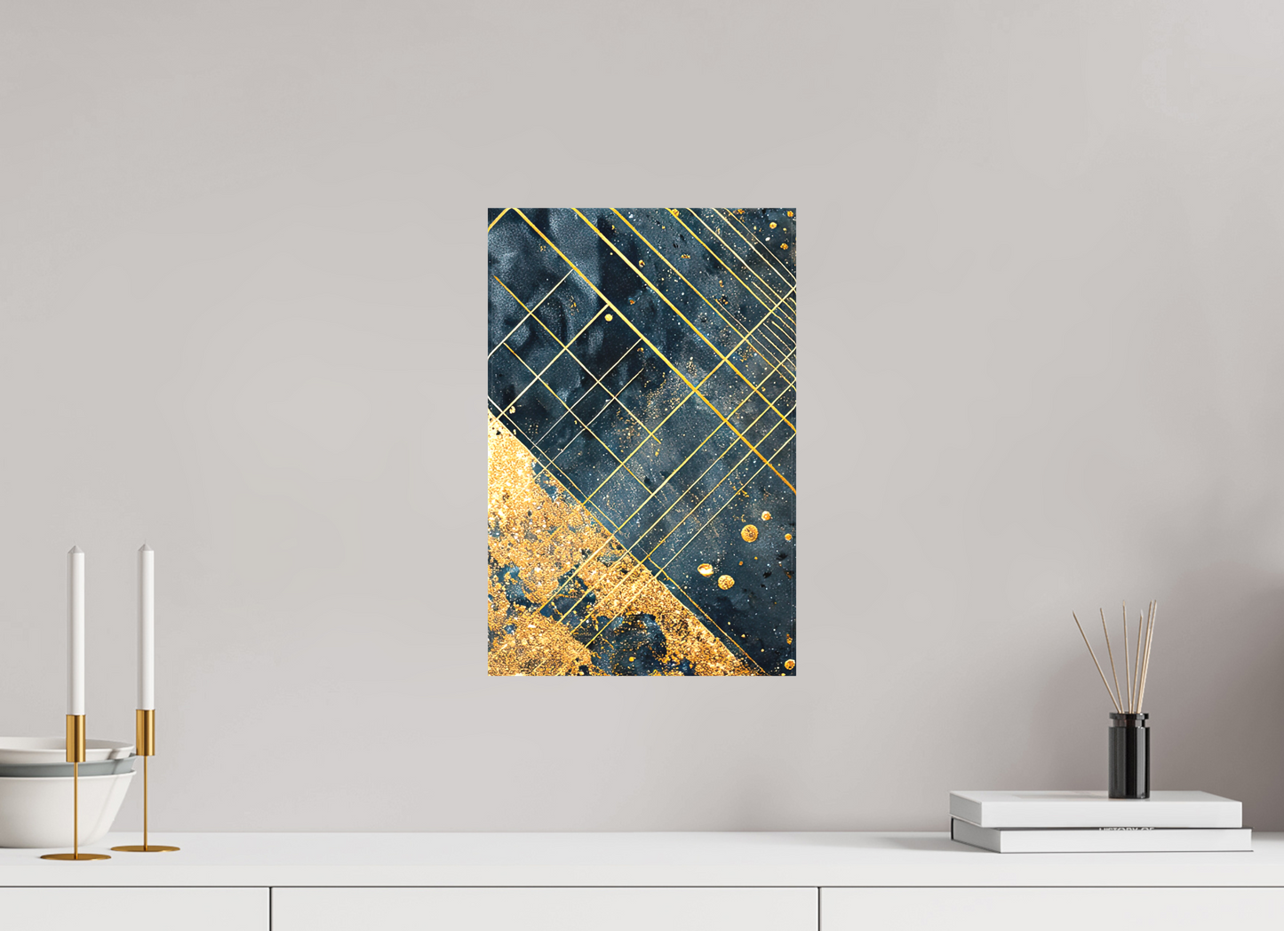 10 x 15.4″, Textile on Canvas Art Deco Gold Lines