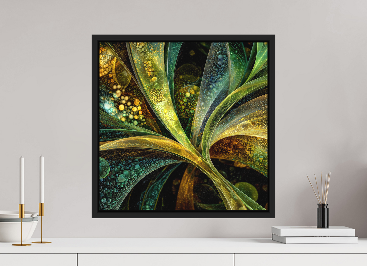 20 x 20″, Photo Print on Aluminum Backing with boarder Algae