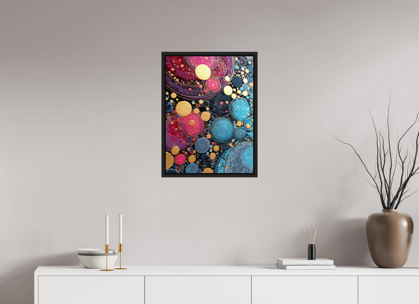 18 x 24″, Fine Art Print on Aluminum Dibond with Boarder Abstract Circles