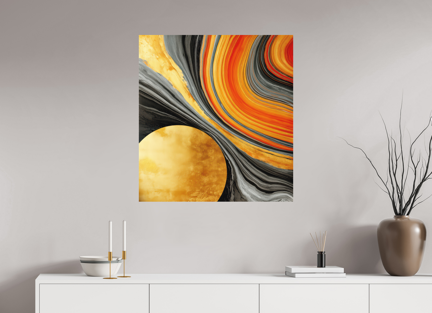 31 x 33.5″, Photo Print on Aluminum Backing Abstract Gold Geode