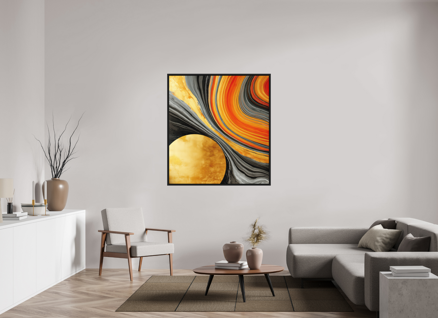 47 x 50.8″, Photo Print on Aluminum Backing with boarder Abstract Gold Geode