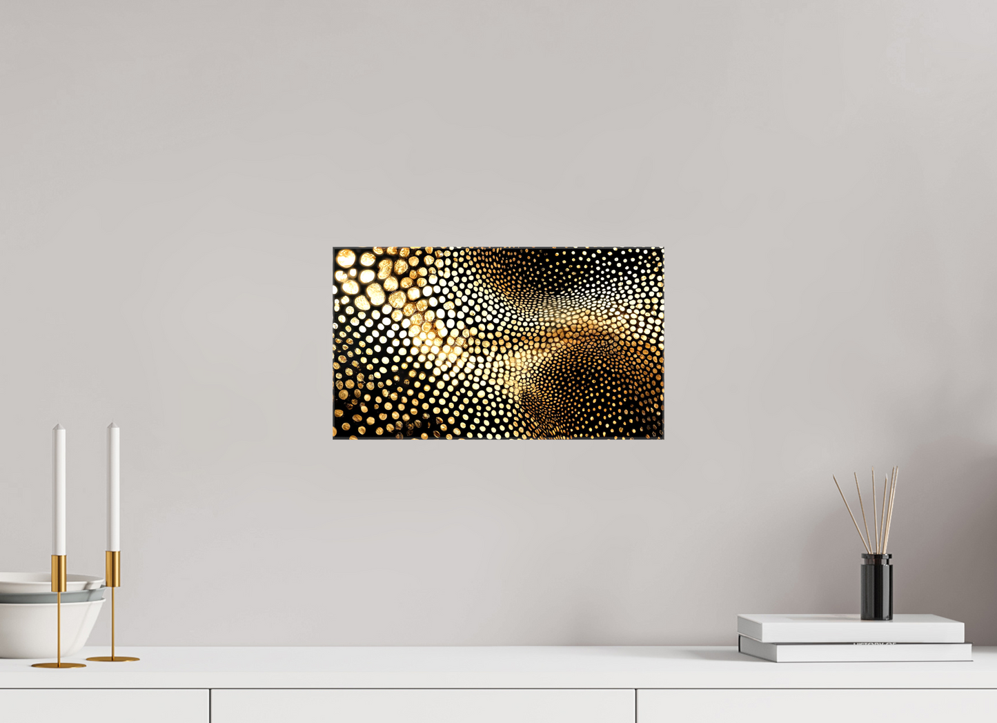 14 x 8″, Glossy Canvas Gold Dot Wave