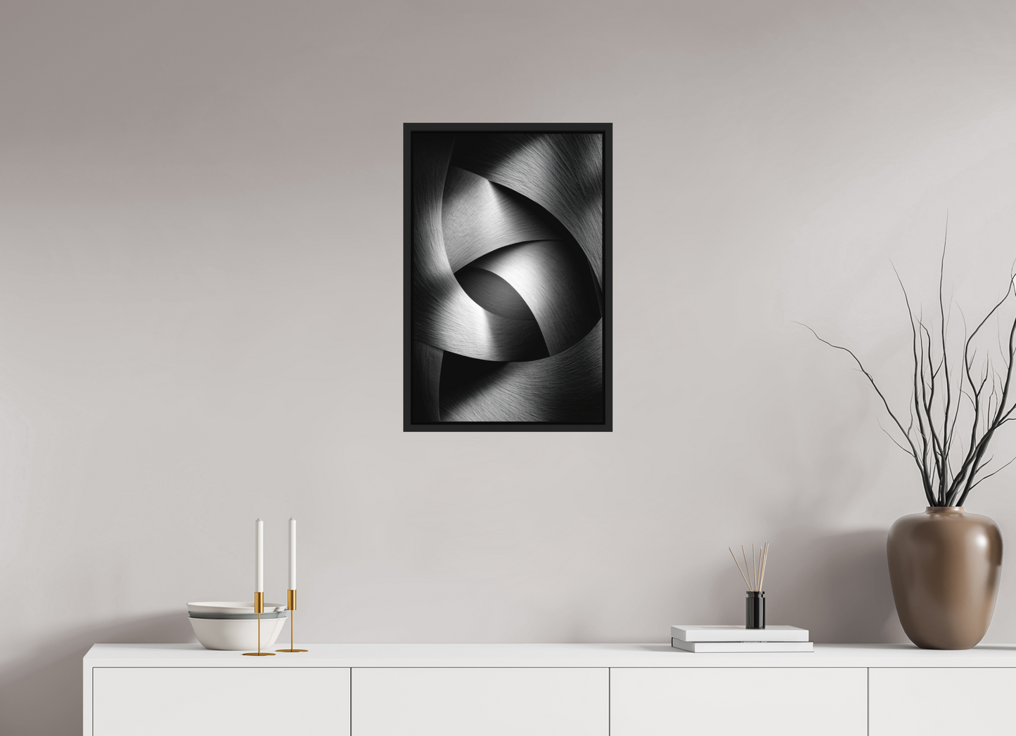 16 x 24.4″, Photo Print on Aluminum Backing with boarder Abstract B&W 4
