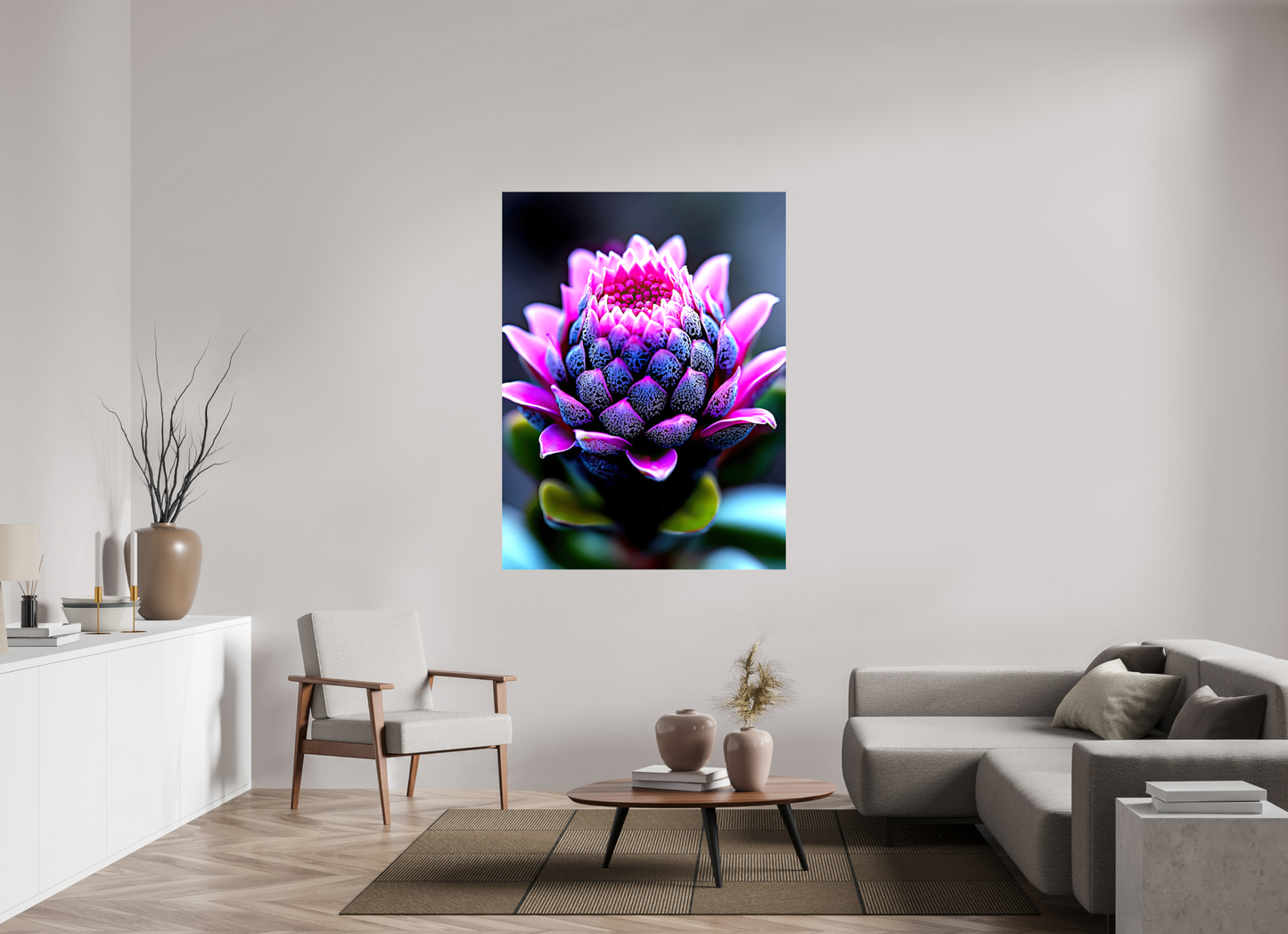 45 x 60″, Glossy Canvas Pink Bud Flower