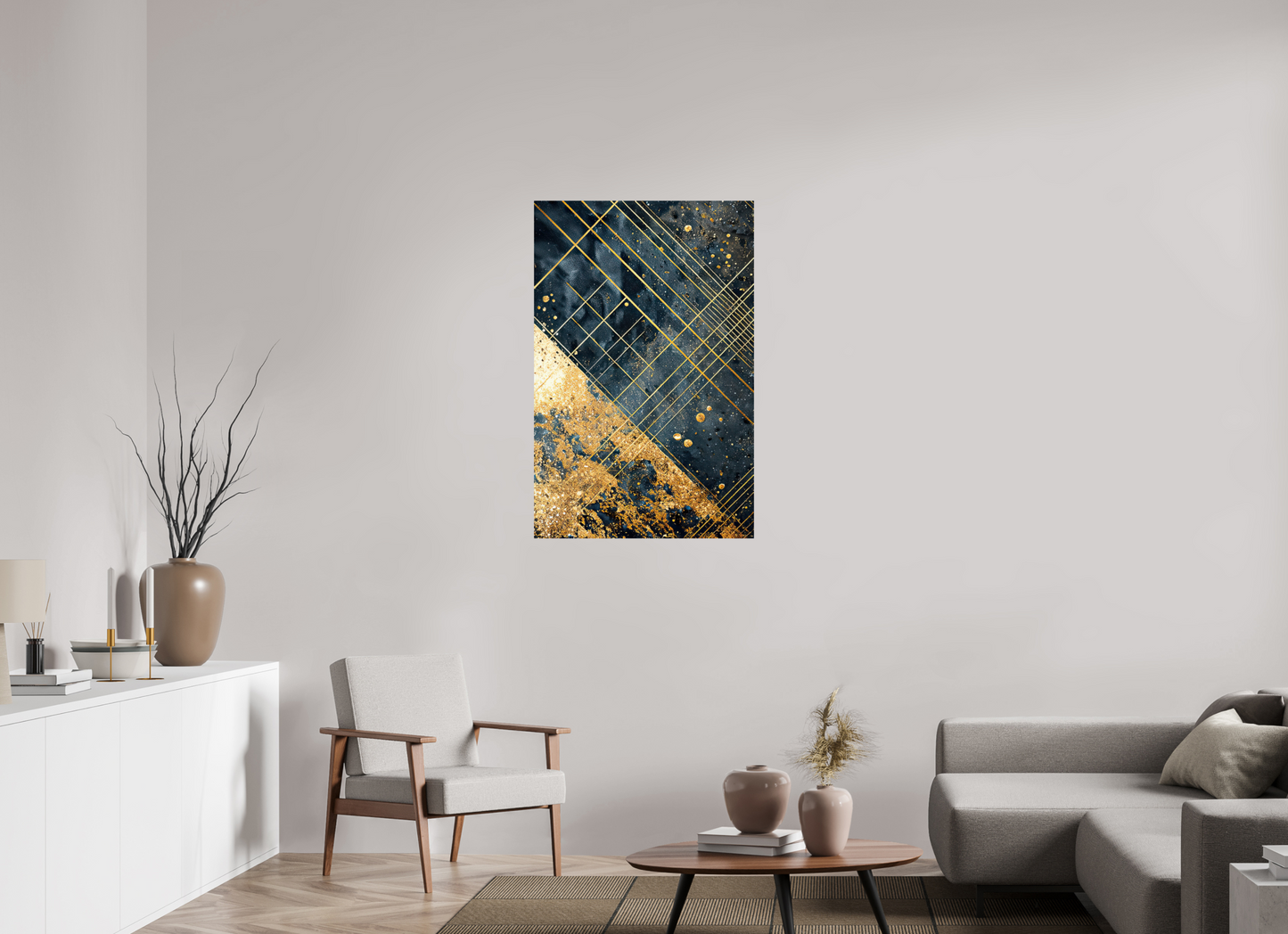 28 x 43″, Fine Art Print On Aluminum Dibond Art Deco Gold Lines