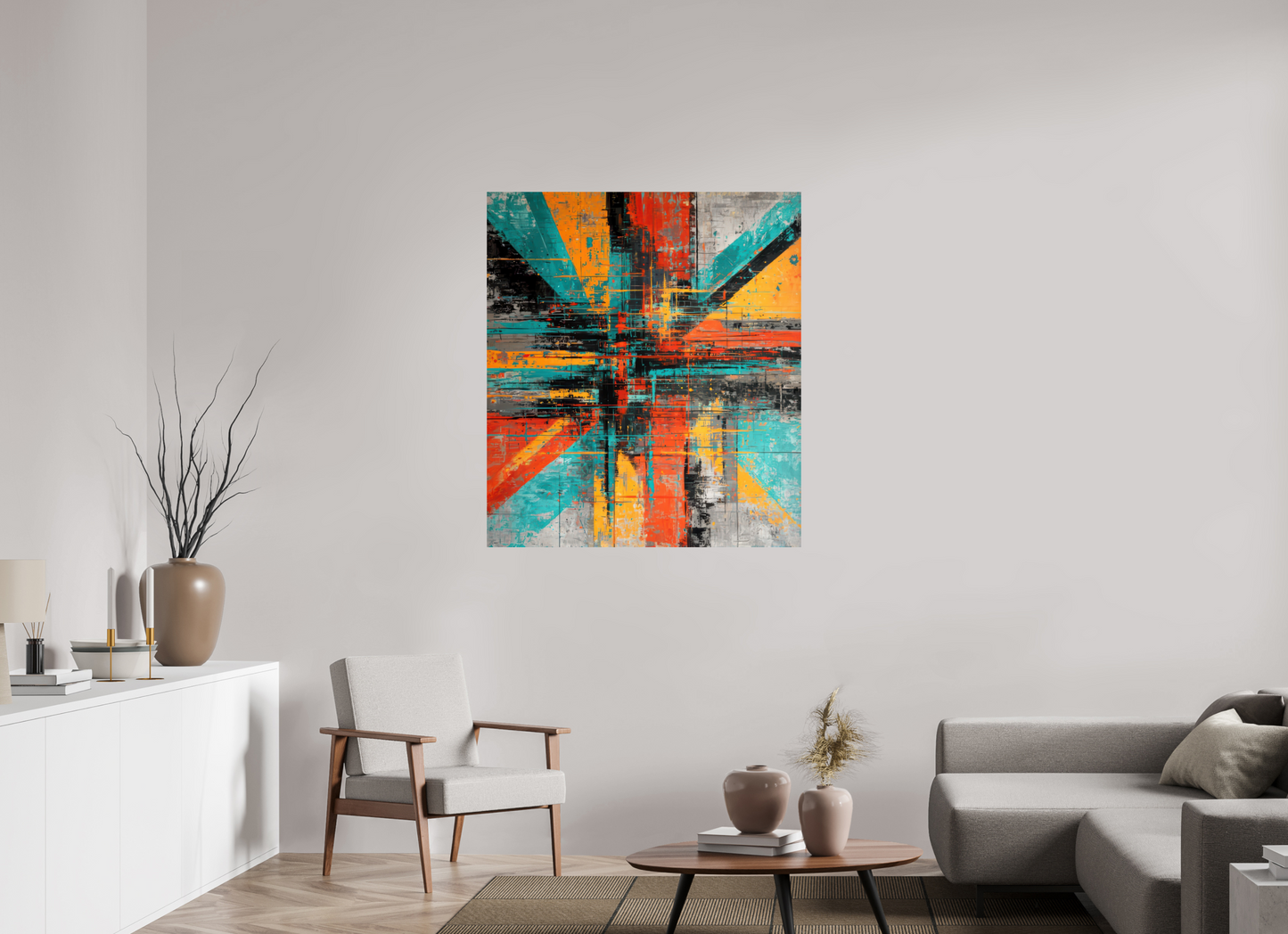 40 x 45.2″, Fine Art Print On Aluminum Dibond Abstract Paint Lines
