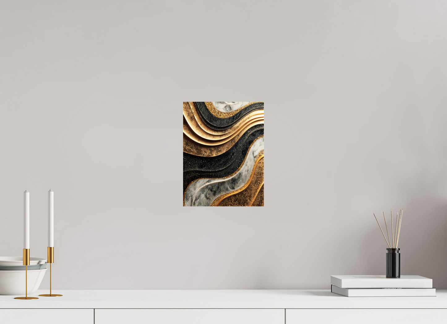 8 x 10.4″, Fine Art Print On Aluminum Dibond Gold Marble Swirl