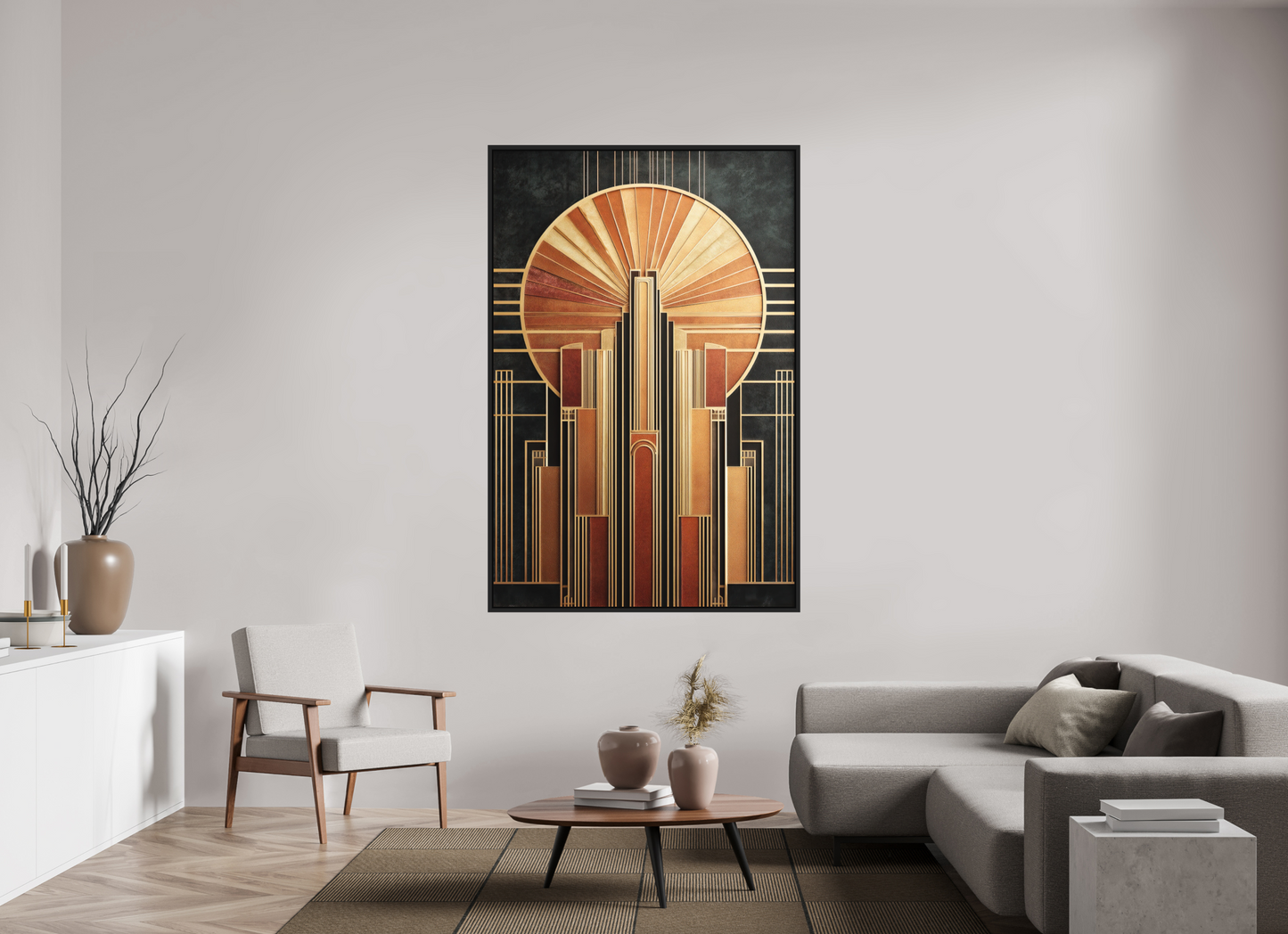 47 x 71.2″, Photo Print on Aluminum Backing with boarder Art Deco City 2