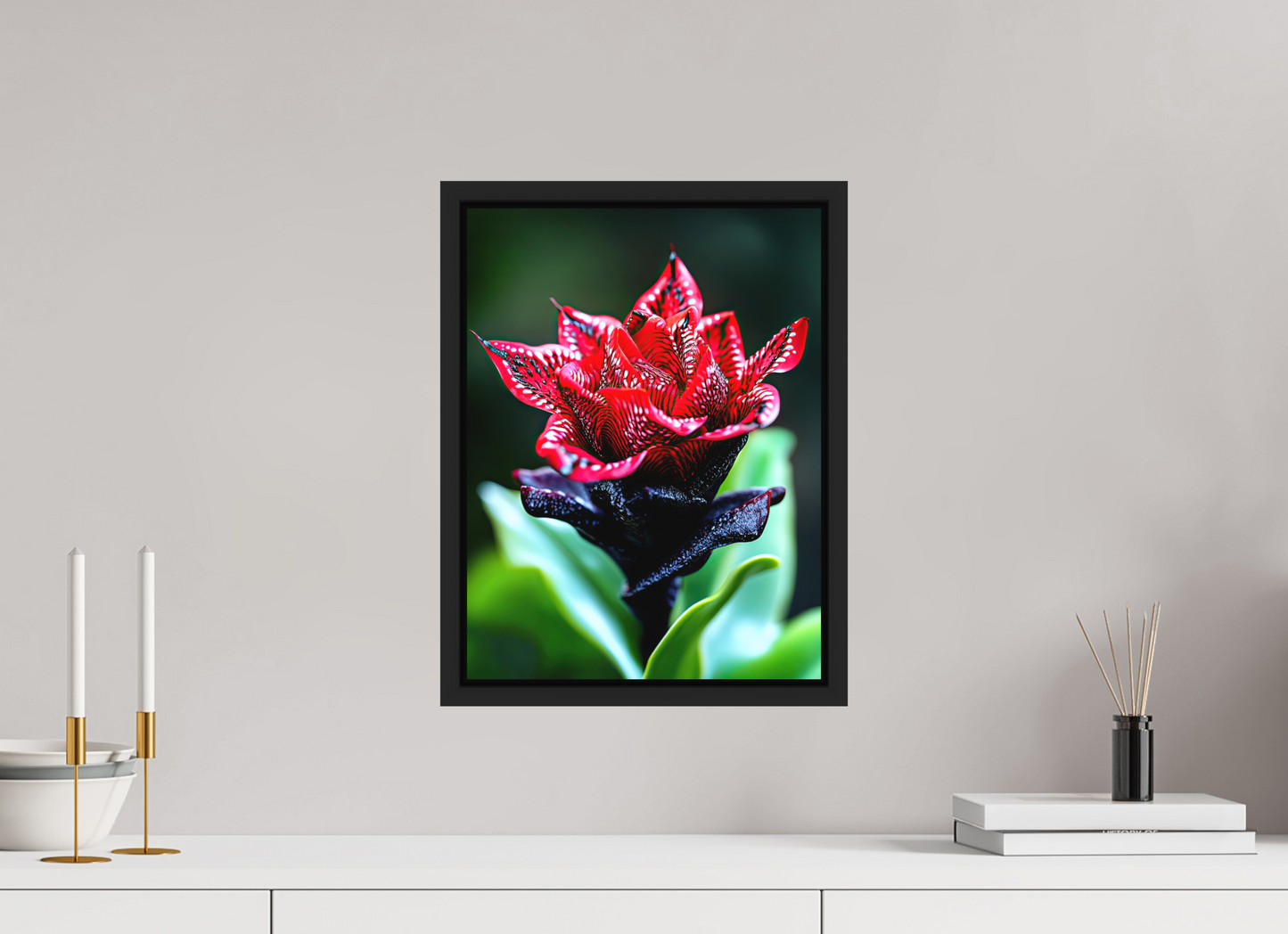 12 x 16″, Photo Print on Aluminum Backing with boarder Red Zebra Flower