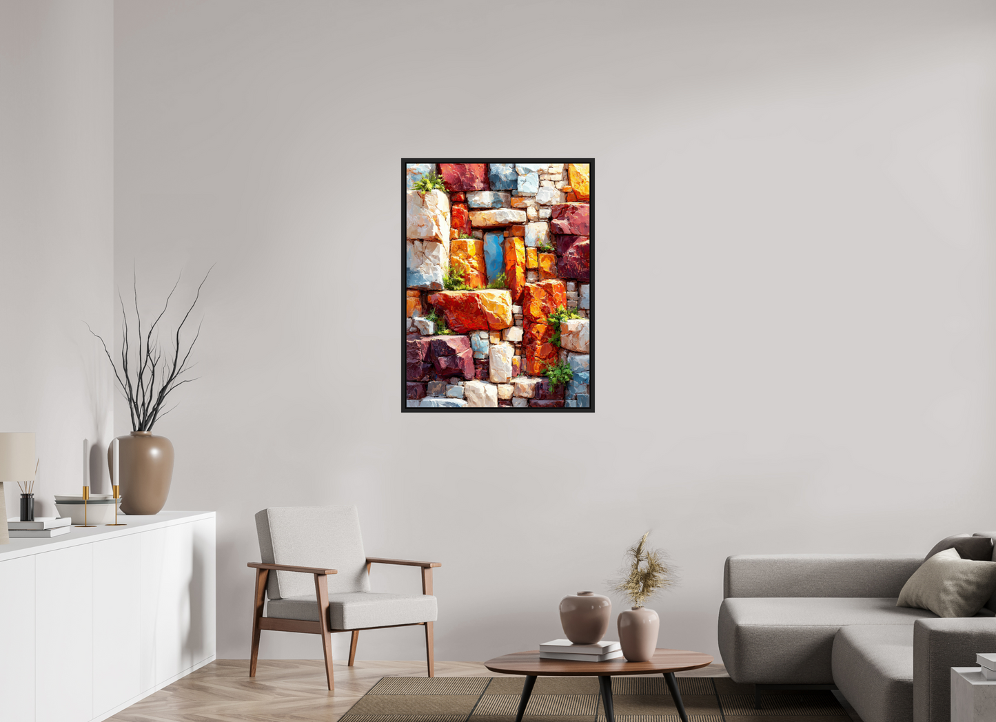 30 x 40″, Fine Art Print on Aluminum Dibond with Boarder Desert Rocks