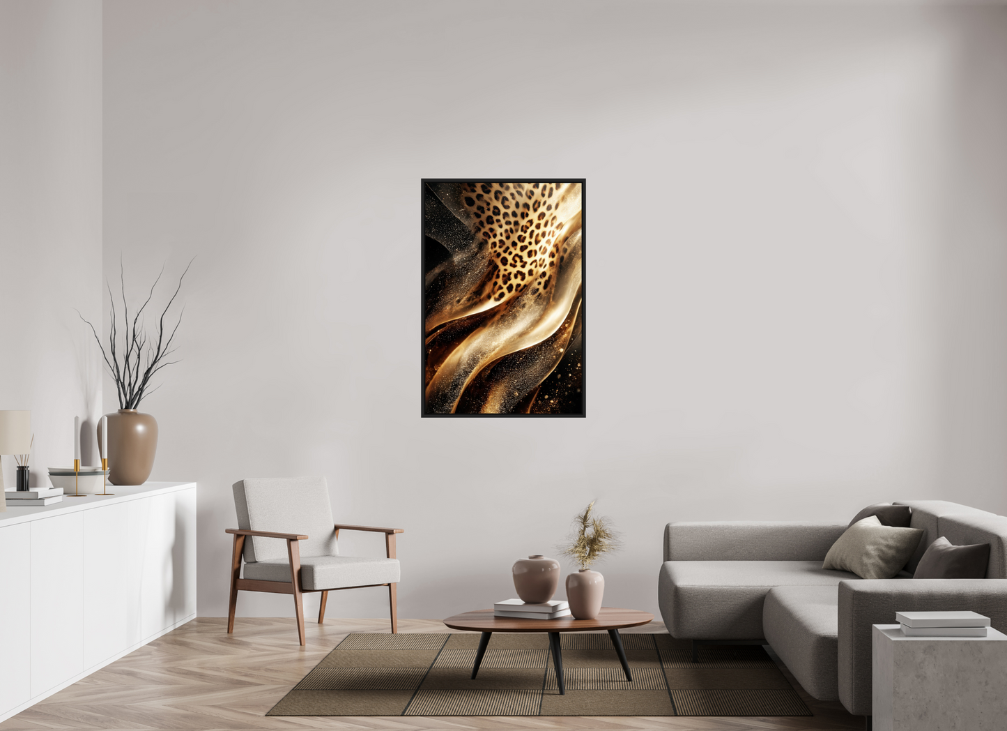 32 x 47.2″, Fine Art Print on Aluminum Dibond with Boarder Leopard Swirl