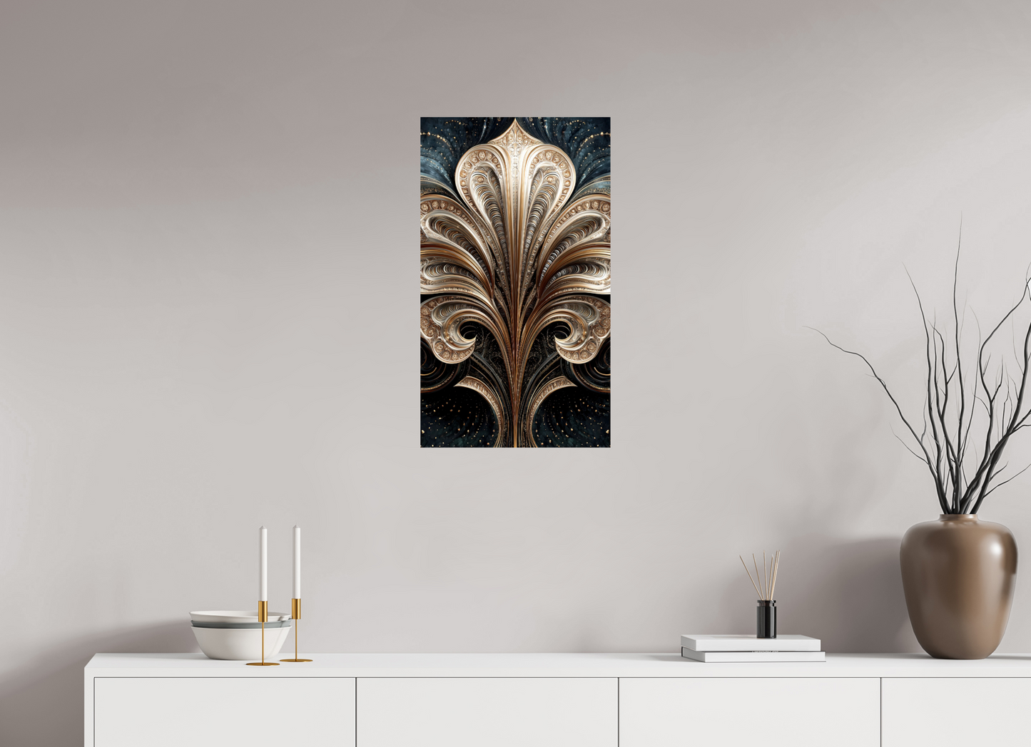 16 x 27.8″, Fine Art Print On Aluminum Dibond Art Deco Abstract Flower 1