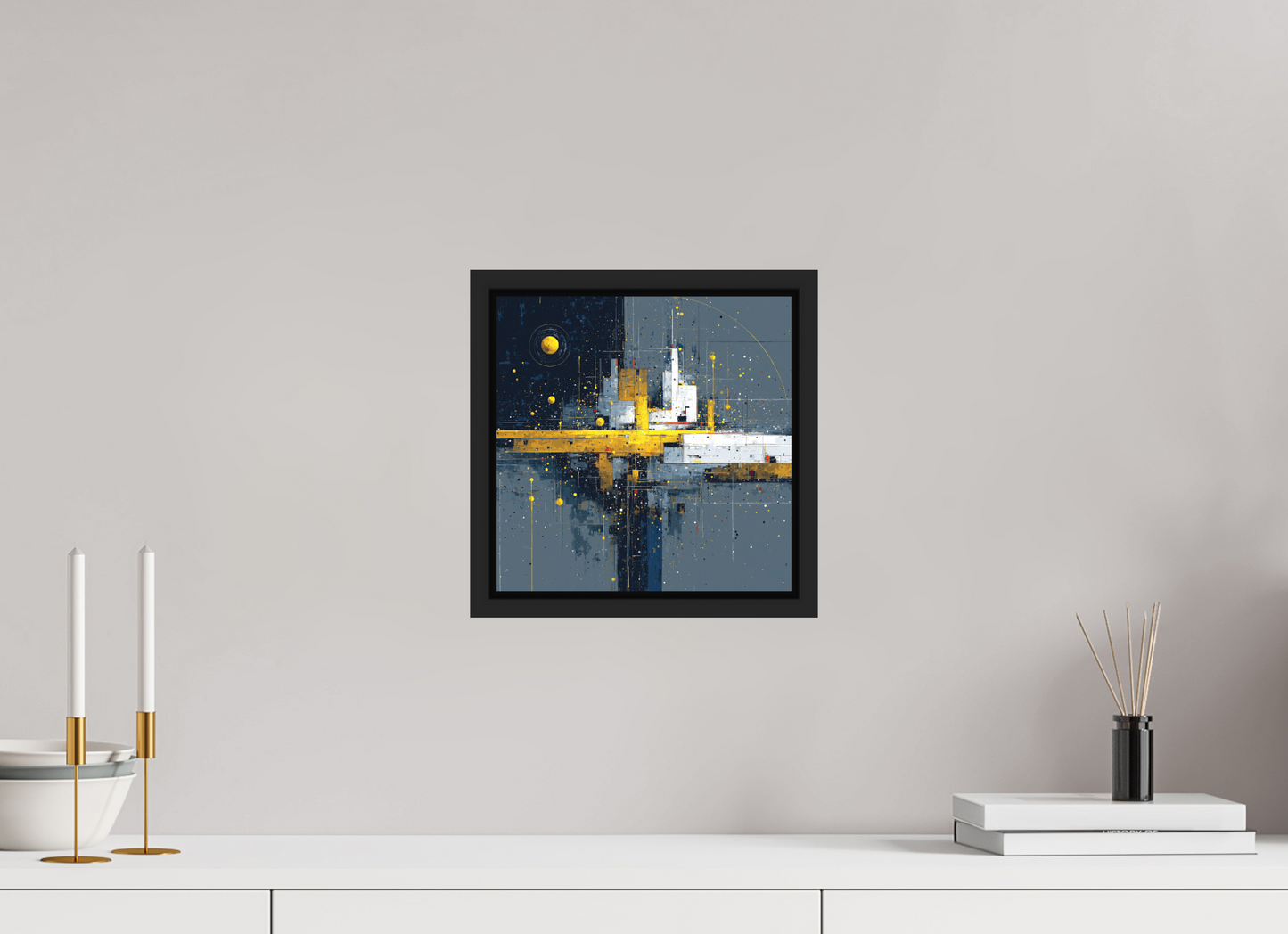 10 x 10″, Photo Print on Aluminum Backing with boarder Abstract City