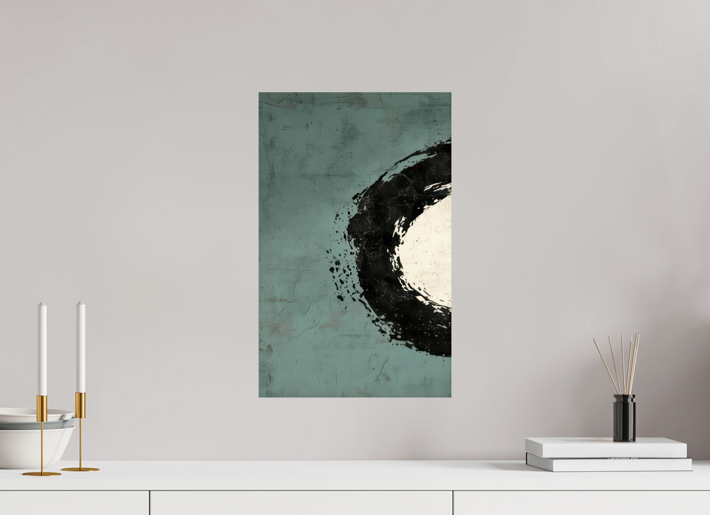 12 x 19″, Fine Art Print On Aluminum Dibond Abstract Paint Brush Circle Left