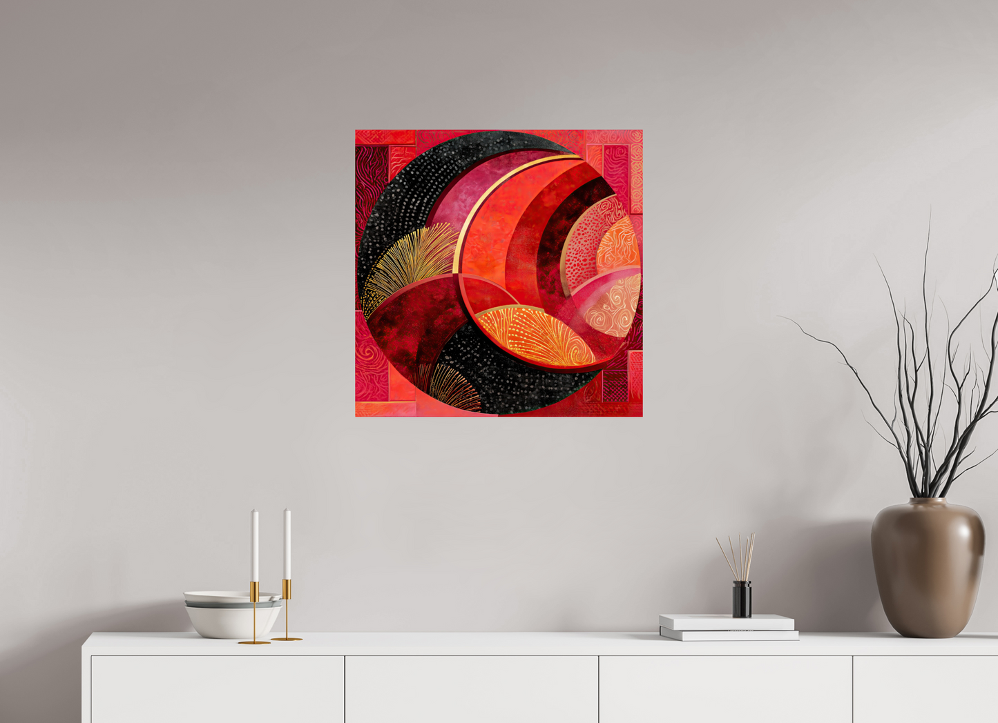 25 x 25″, Fine Art Print On Aluminum Dibond Art Deco Circle