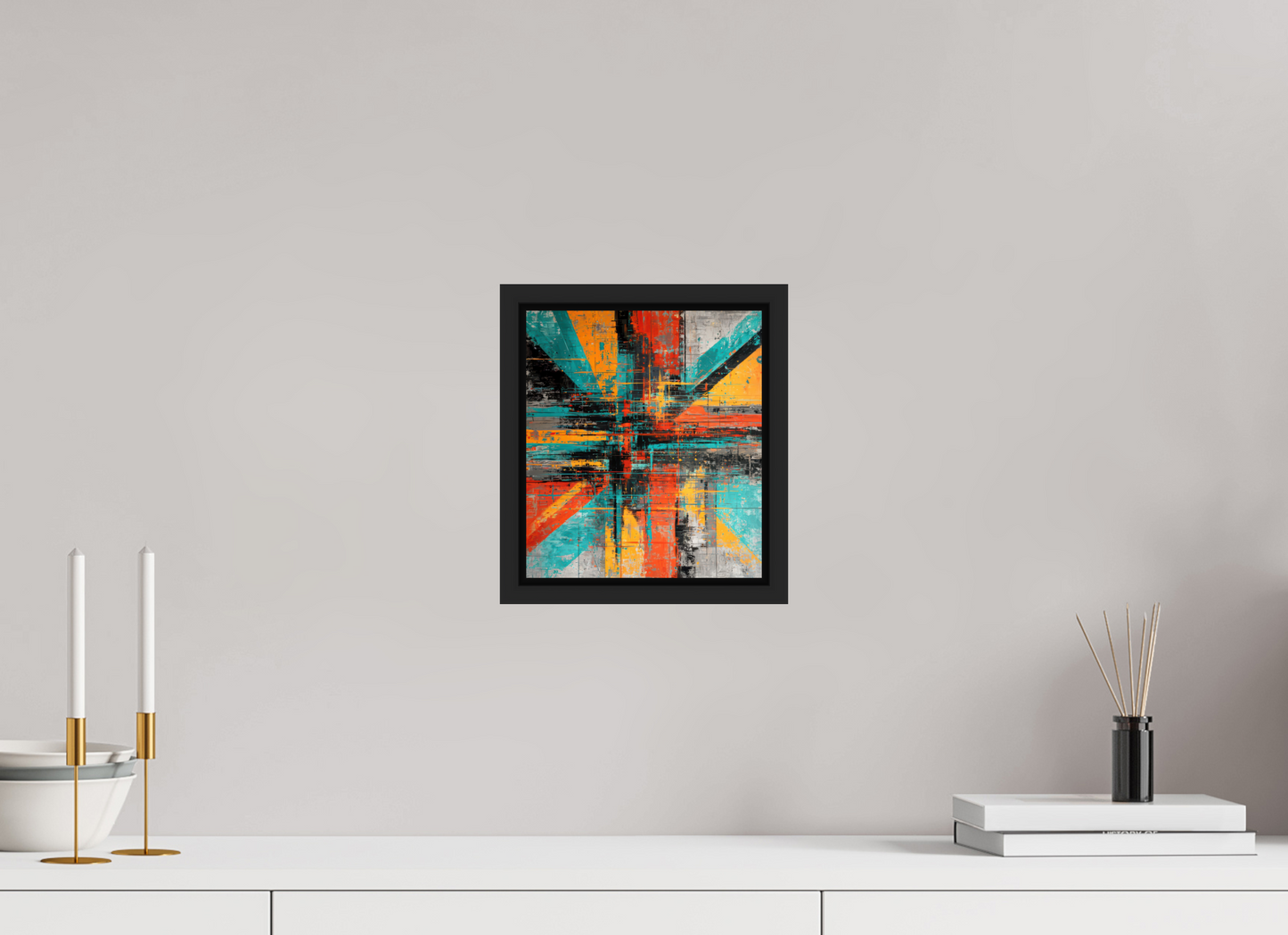 8 x 9.1″, Fine Art Print on Aluminum Dibond with Boarder Abstract Paint Lines
