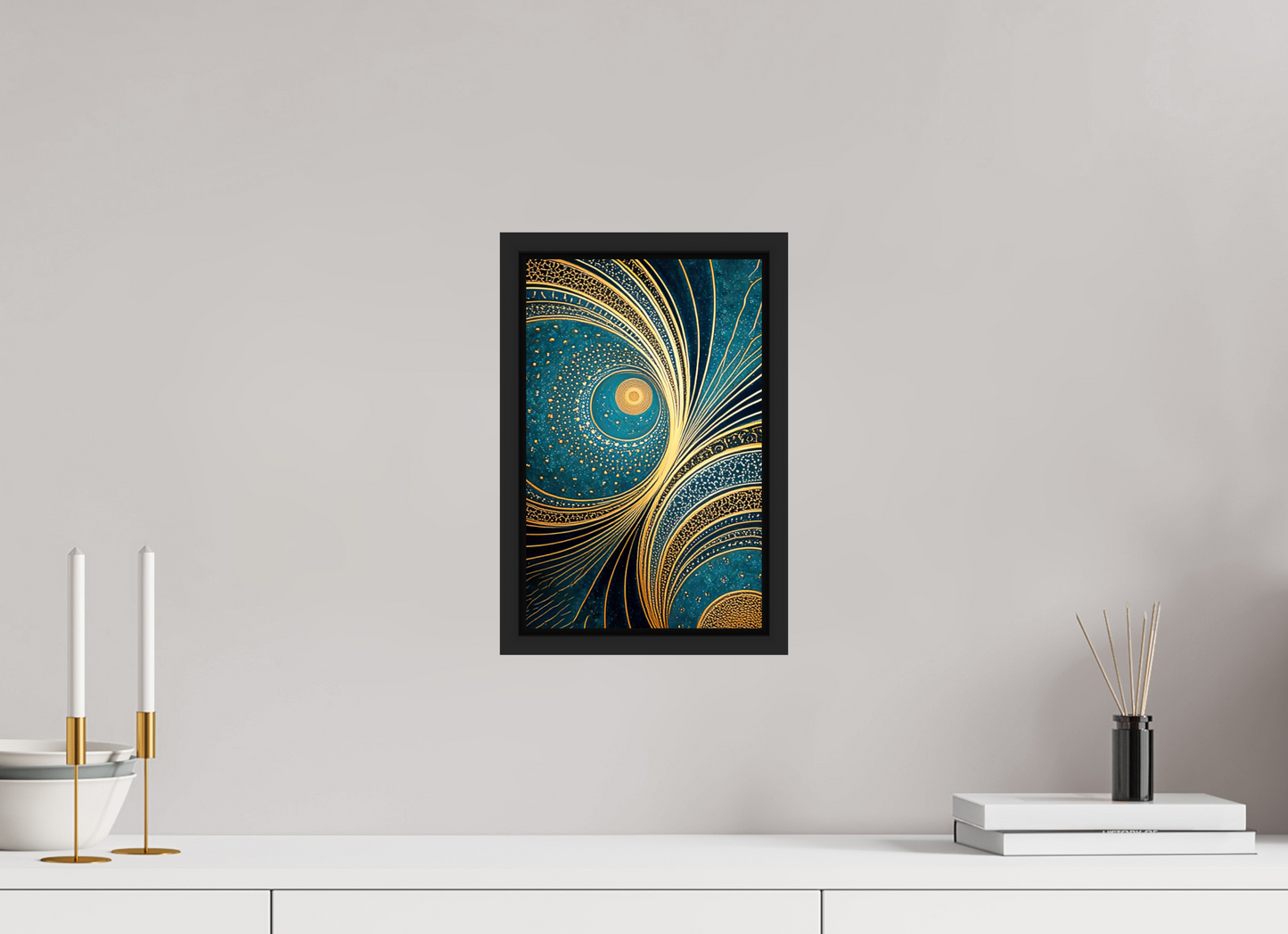 8 x 12.5″, Fine Art Print on Aluminum Dibond with Boarder Art Deco Teal 3