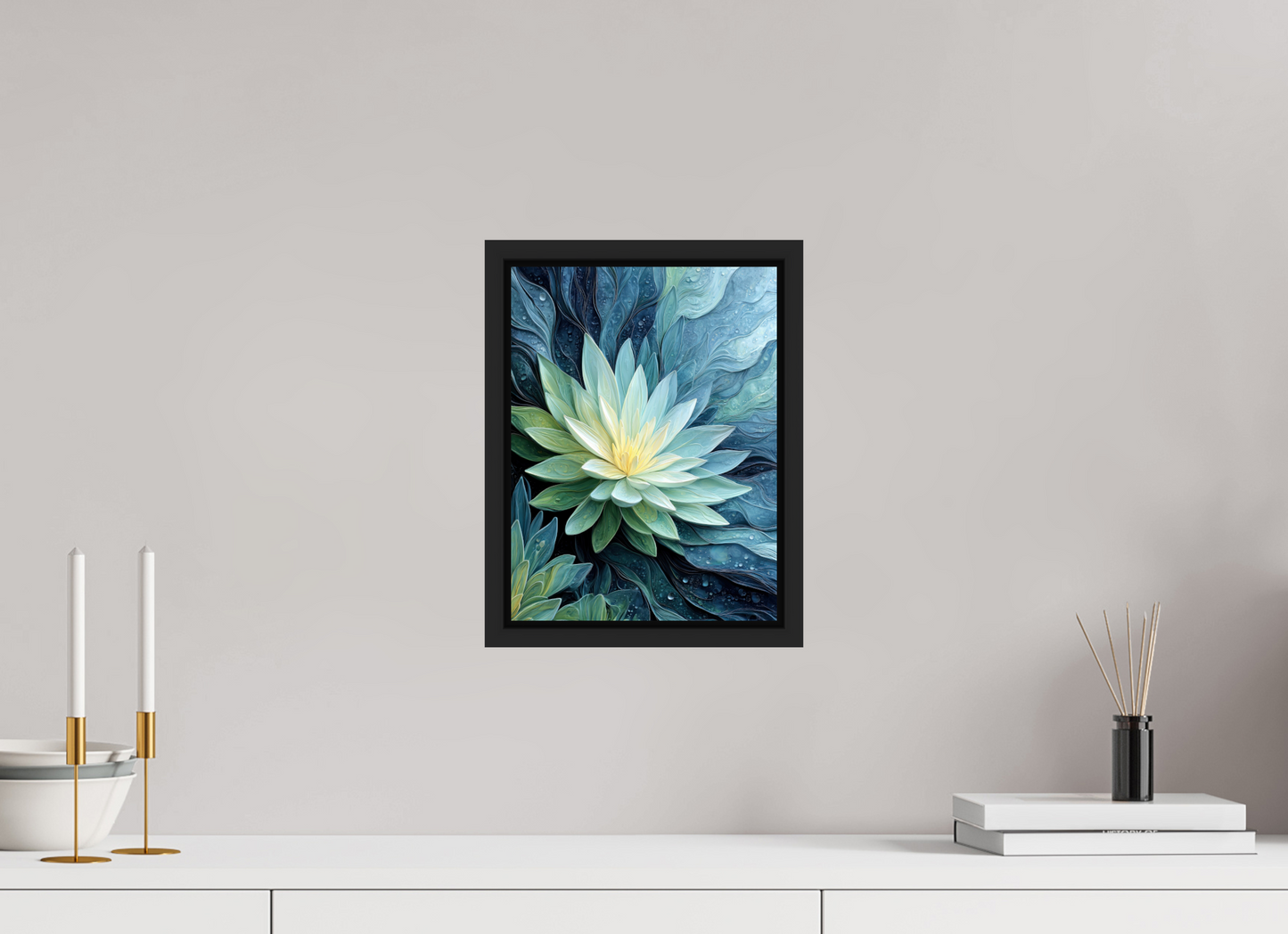 9 x 12″, Fine Art Print on Aluminum Dibond with Boarder Blue Lily