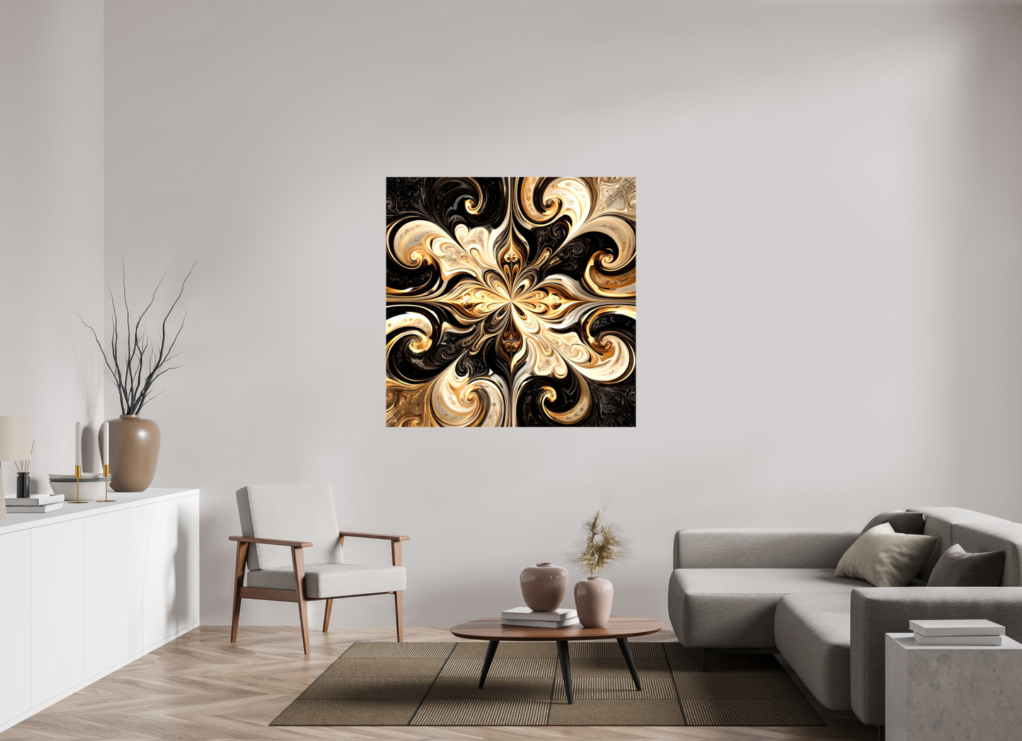 50 x 50″, Glossy Canvas Coffee & Cream